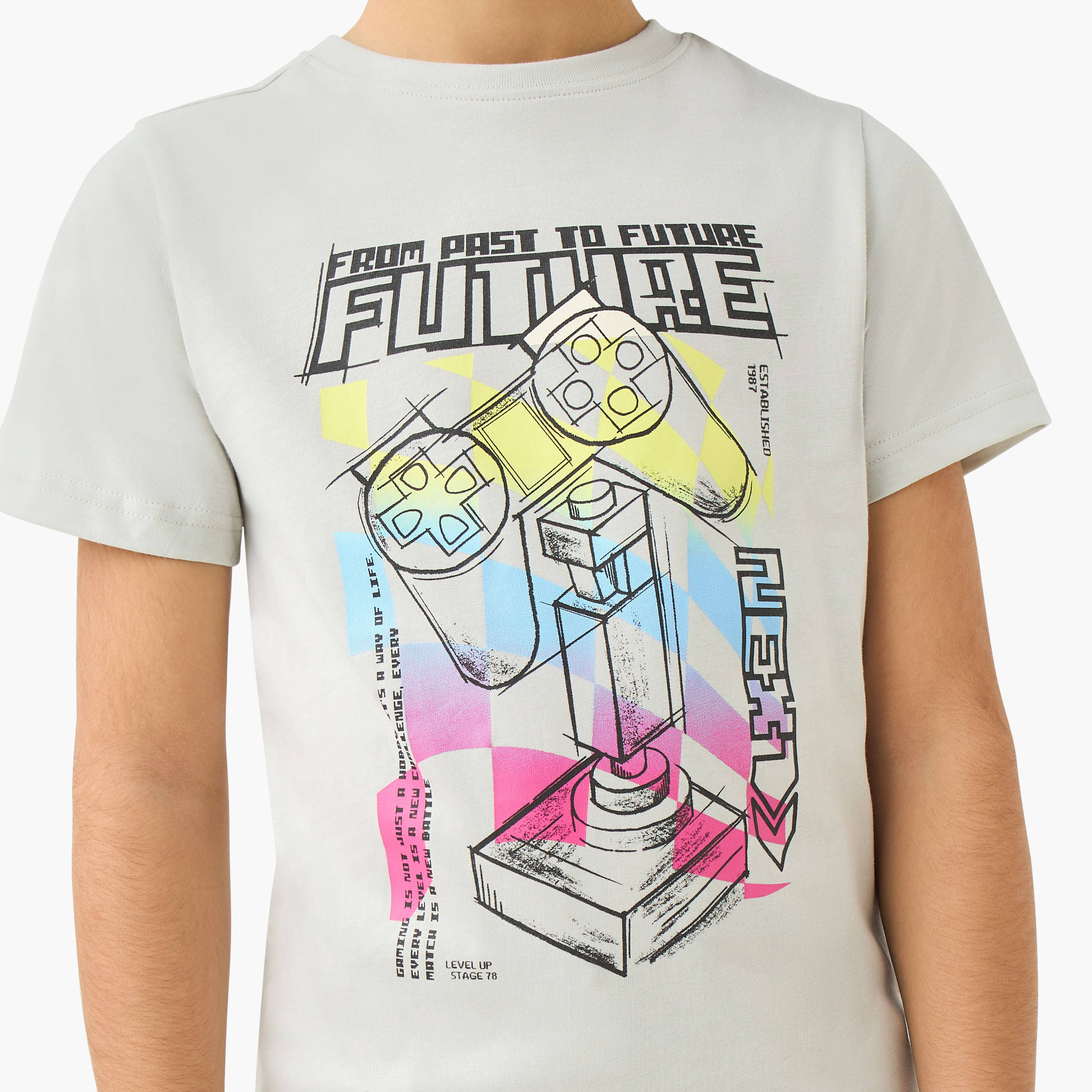 Juniors Crew Neck Short Sleeves T-shirt with Graphic Print-boys-clothing-tshirtsandpolos-image-5