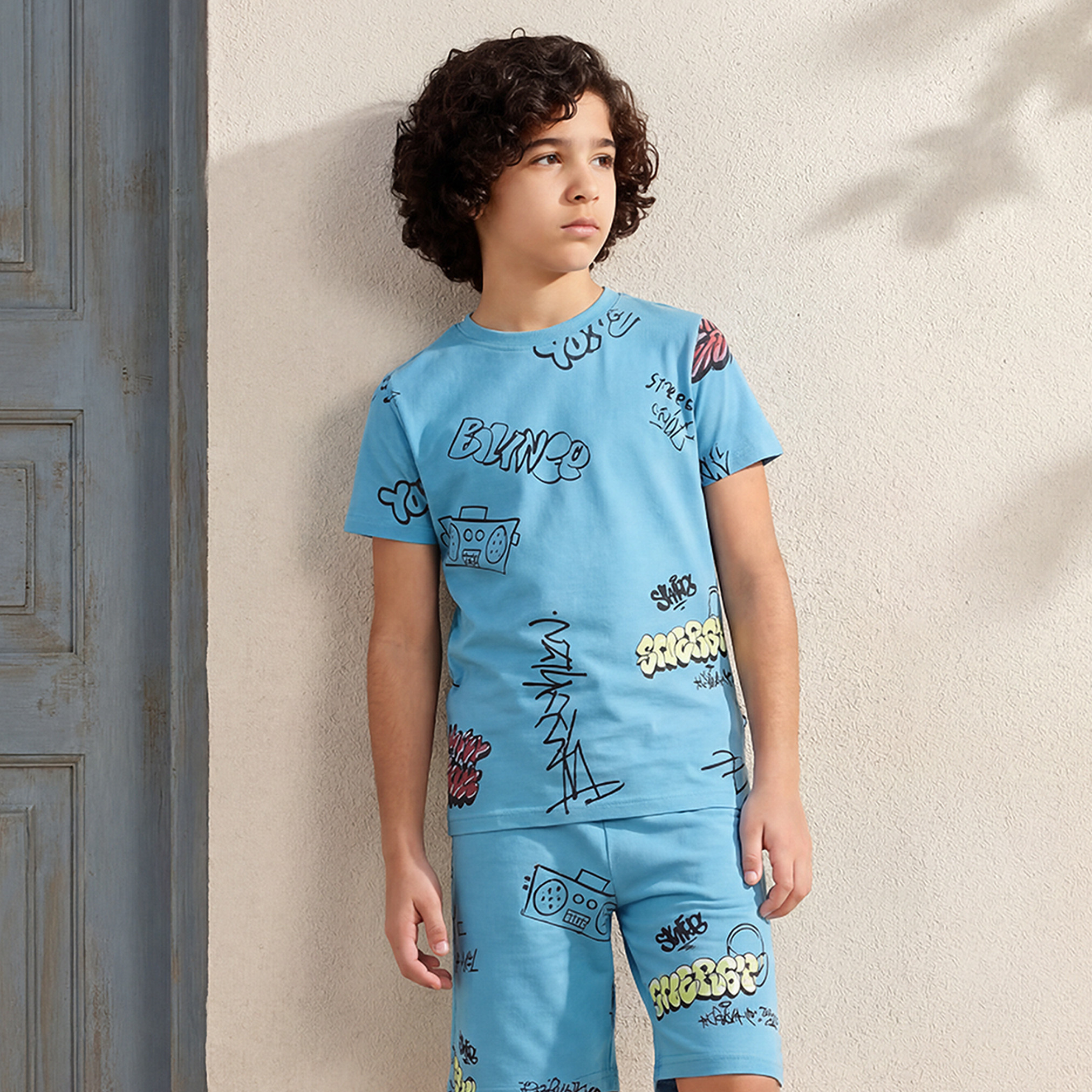 Juniors Crew Neck Short Sleeves T-shirt with Graphic Print-boys-clothing-tshirtsandpolos-image-1