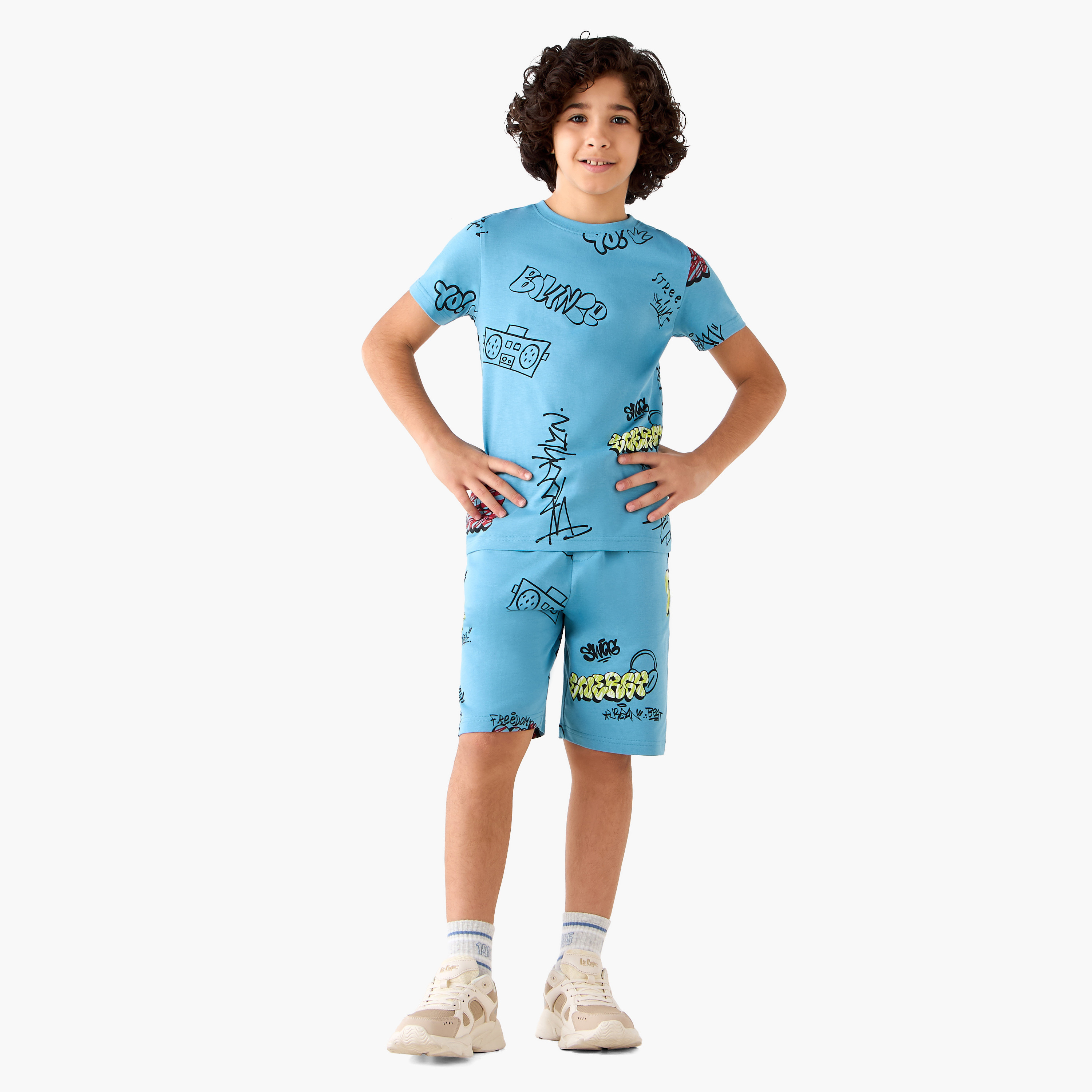 Juniors Crew Neck Short Sleeves T-shirt with Graphic Print-boys-clothing-tshirtsandpolos-image-2