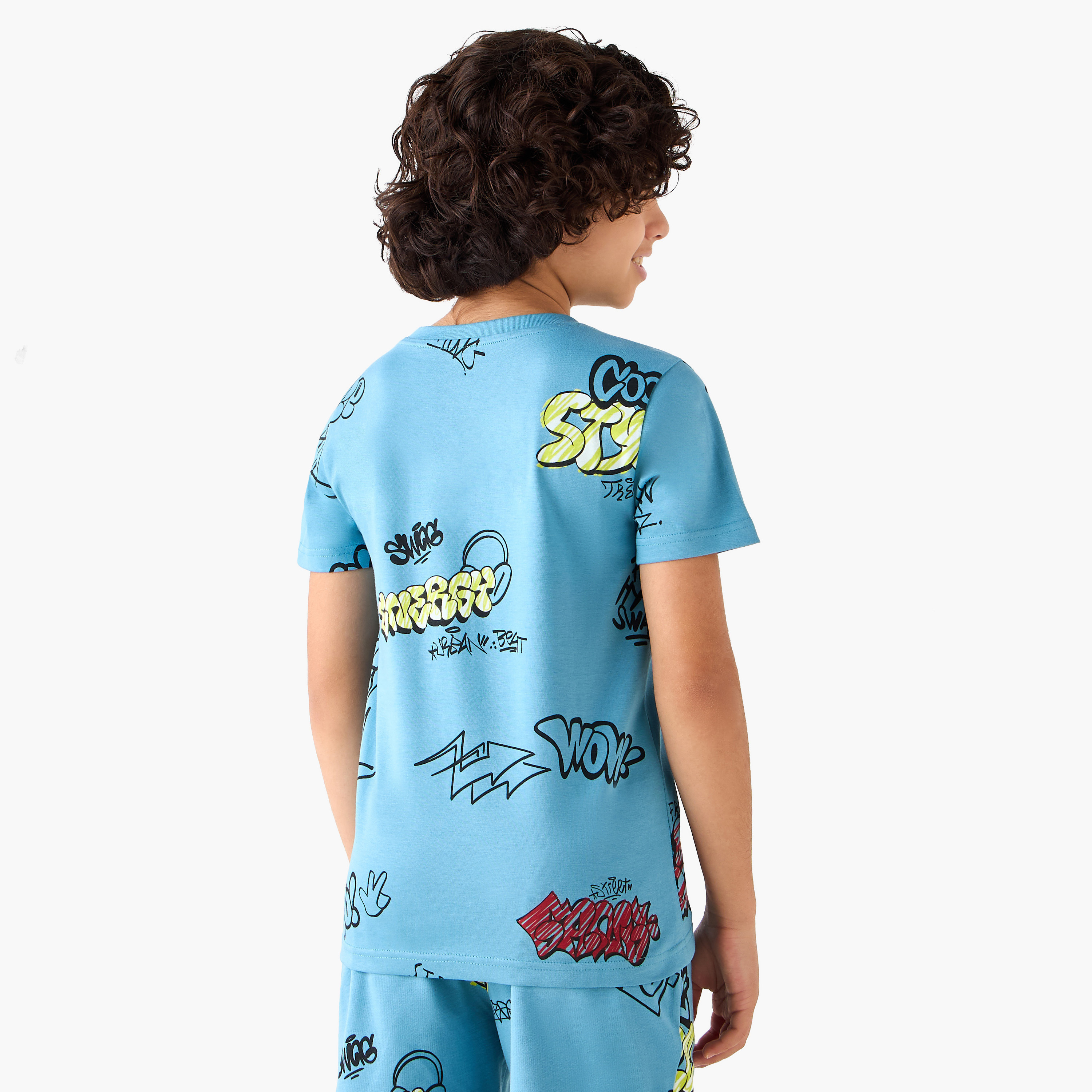 Juniors Crew Neck Short Sleeves T-shirt with Graphic Print-boys-clothing-tshirtsandpolos-image-3