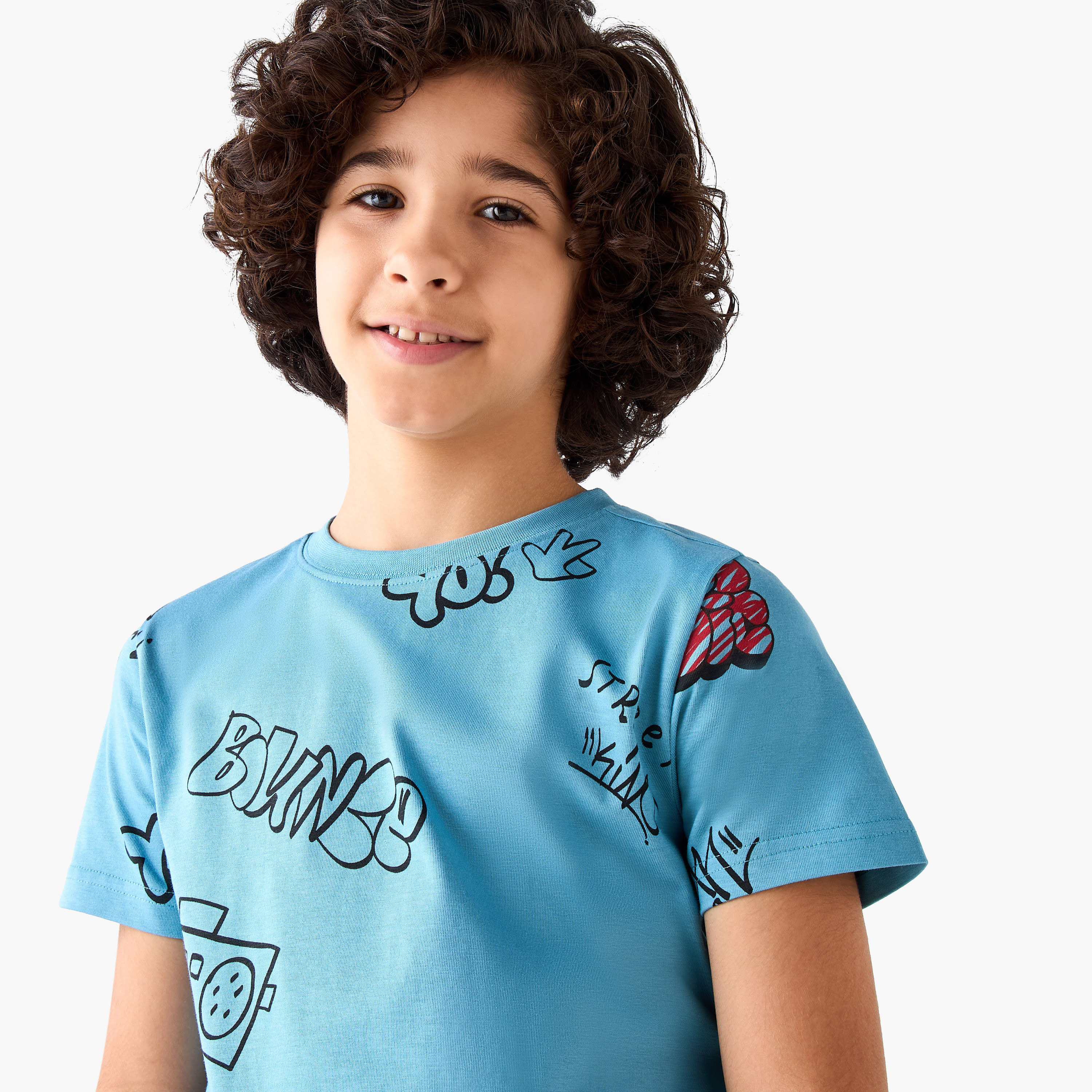 Juniors Crew Neck Short Sleeves T-shirt with Graphic Print-boys-clothing-tshirtsandpolos-image-4