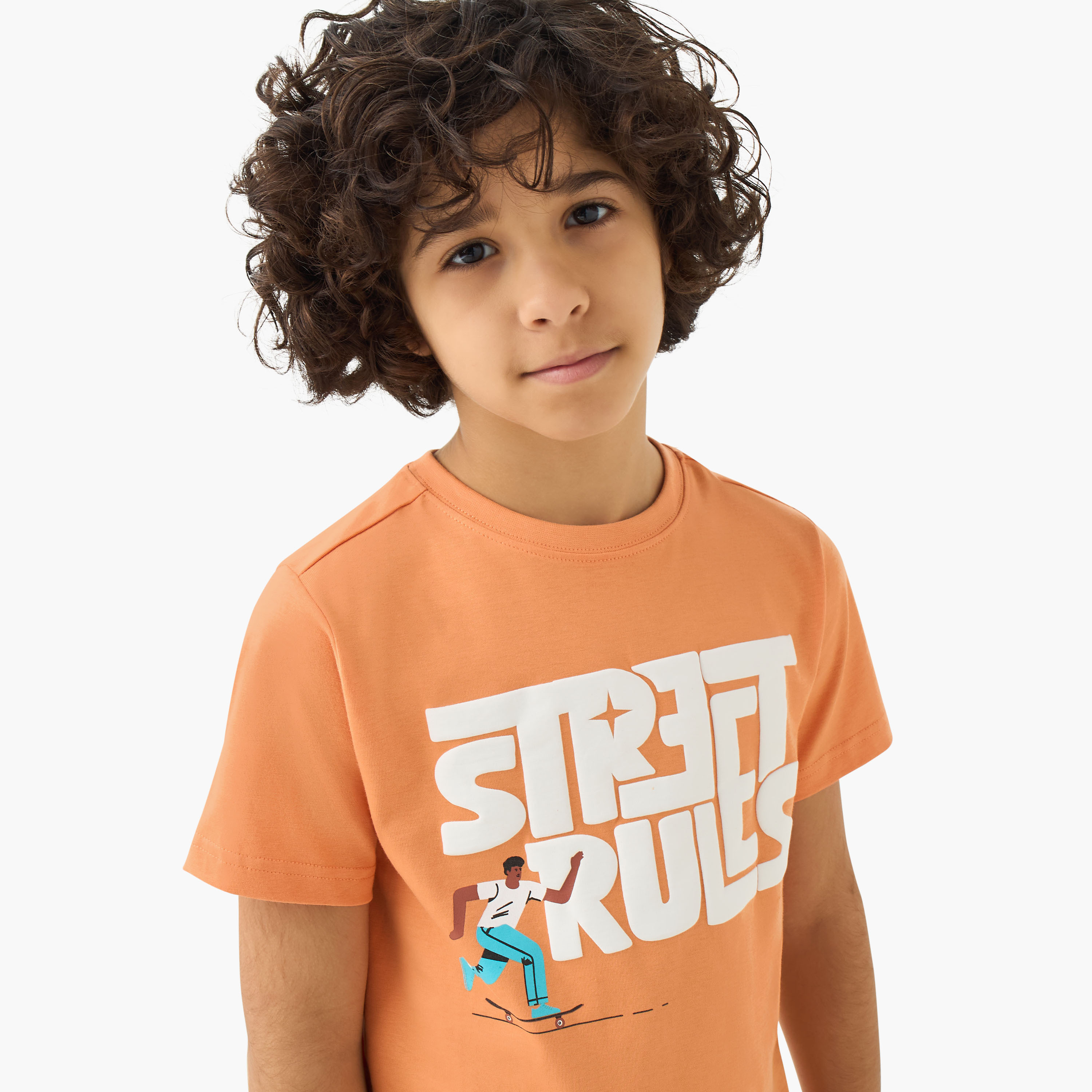 Juniors Crew Neck Short Sleeves T-shirt with Graphic Print-promo_babyshop_Buy2for30_KWT130526-image-4