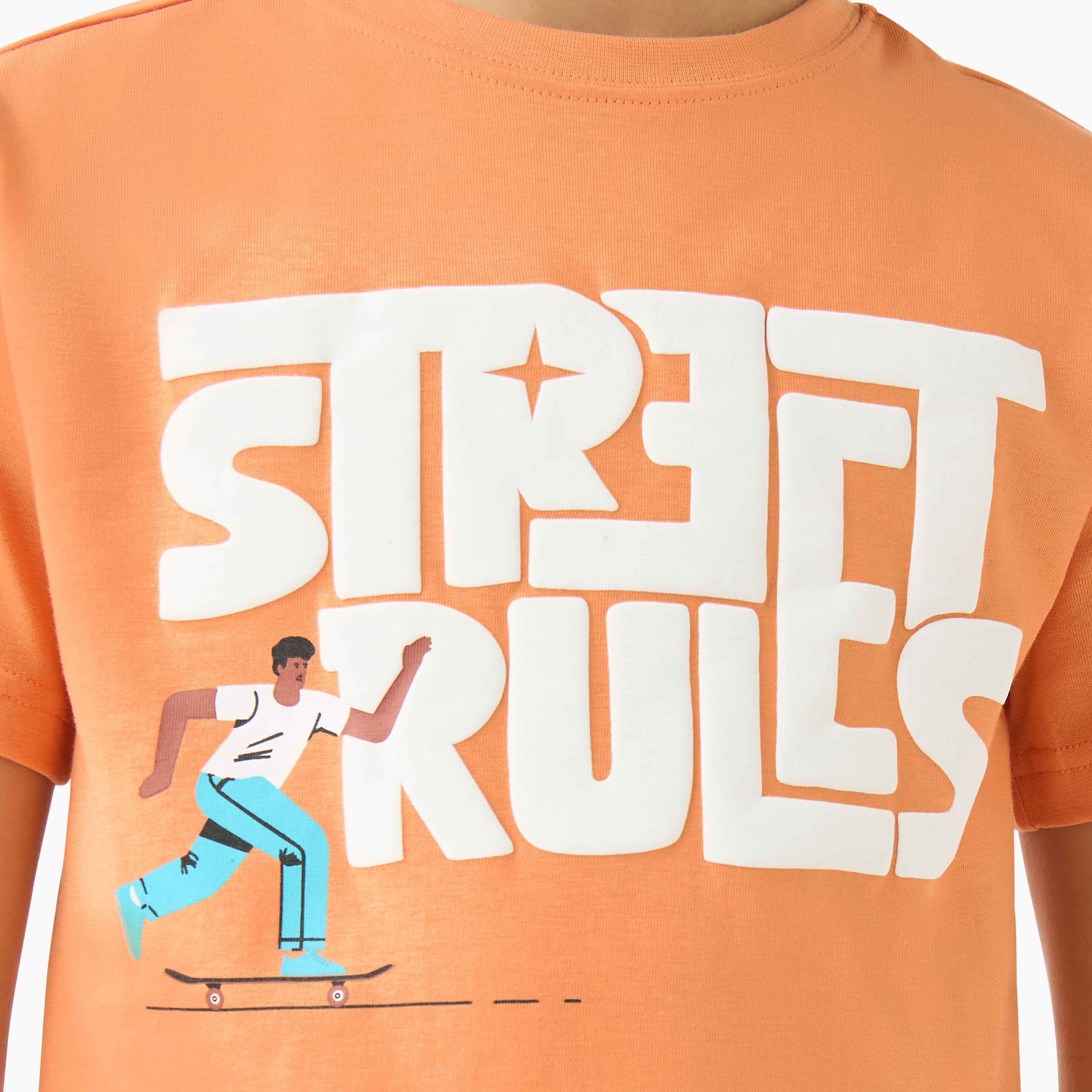 Juniors Crew Neck Short Sleeves T-shirt with Graphic Print-promo_babyshop_Buy2for30_KWT130526-image-5