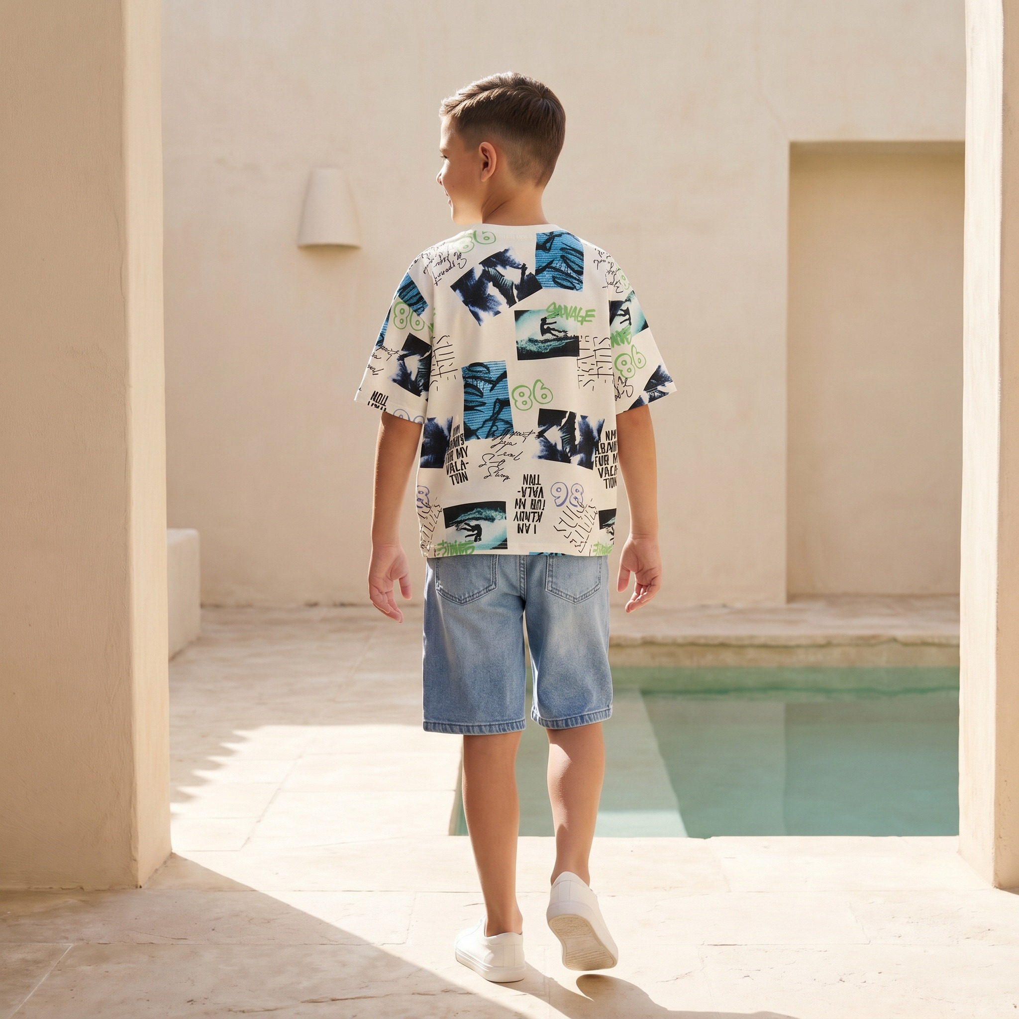 Juniors Crew Neck Short Sleeve T-shirt with Surf Print-promo_babyshop_Buy2for30_KSA130526-image-3