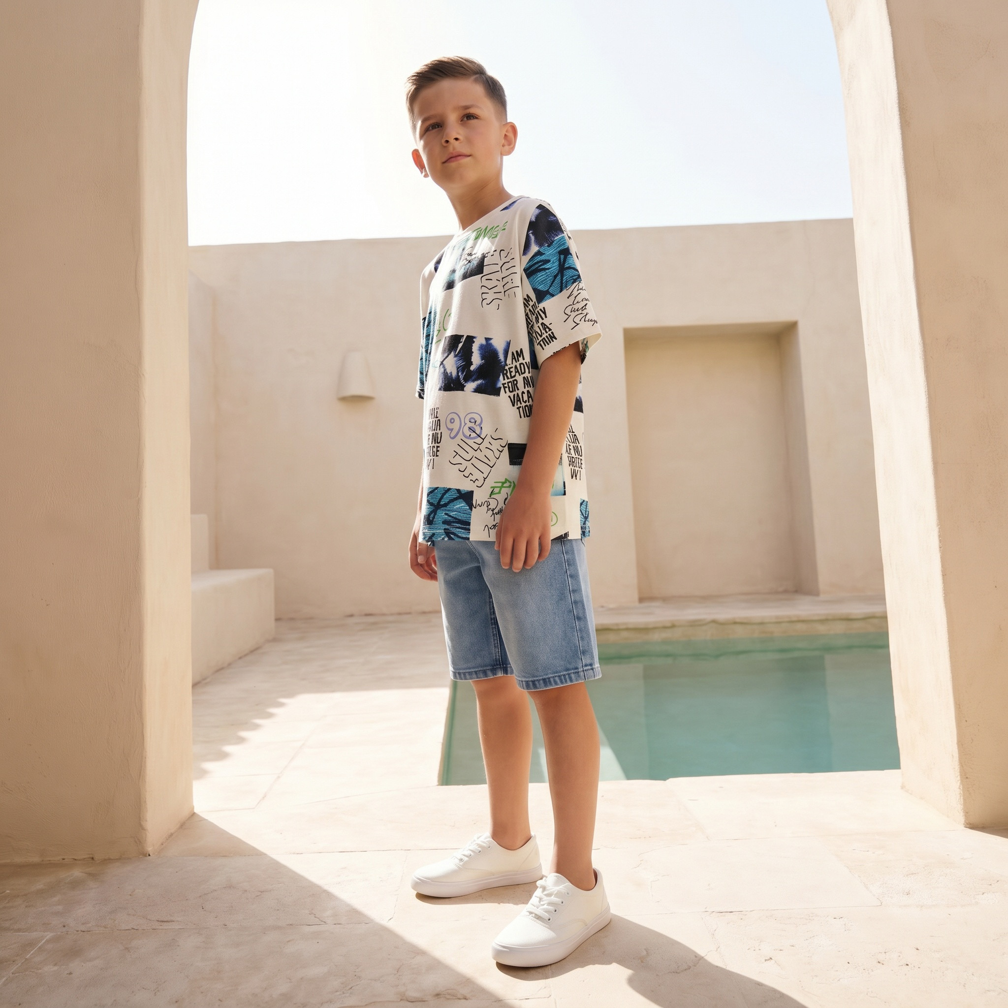 Juniors Crew Neck Short Sleeve T-shirt with Surf Print-promo_babyshop_Buy2for30_KSA130526-image-5