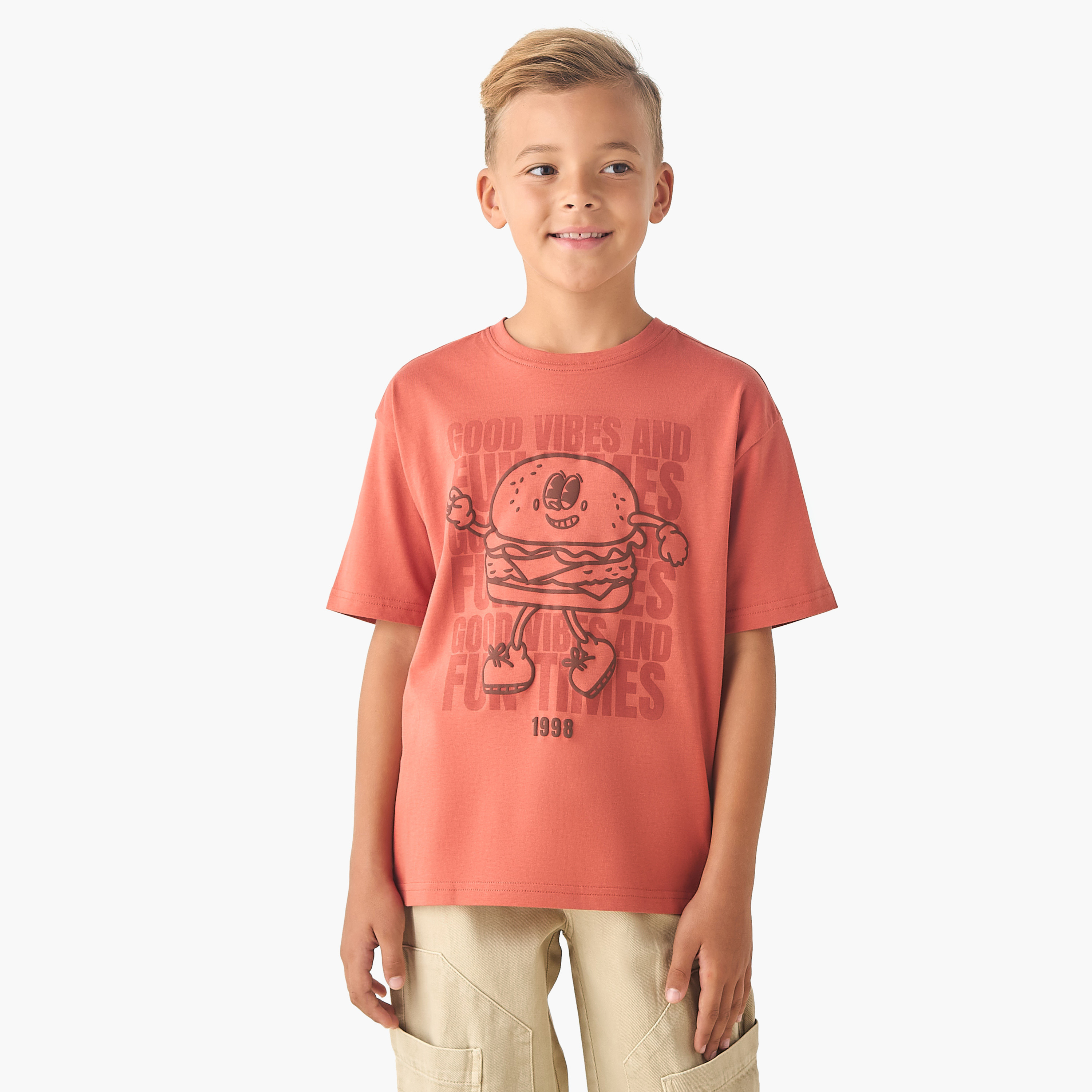 Juniors Crew Neck Short Sleeves T-shirt with Graphic Print-boys-clothing-tshirtsandpolos-image-1