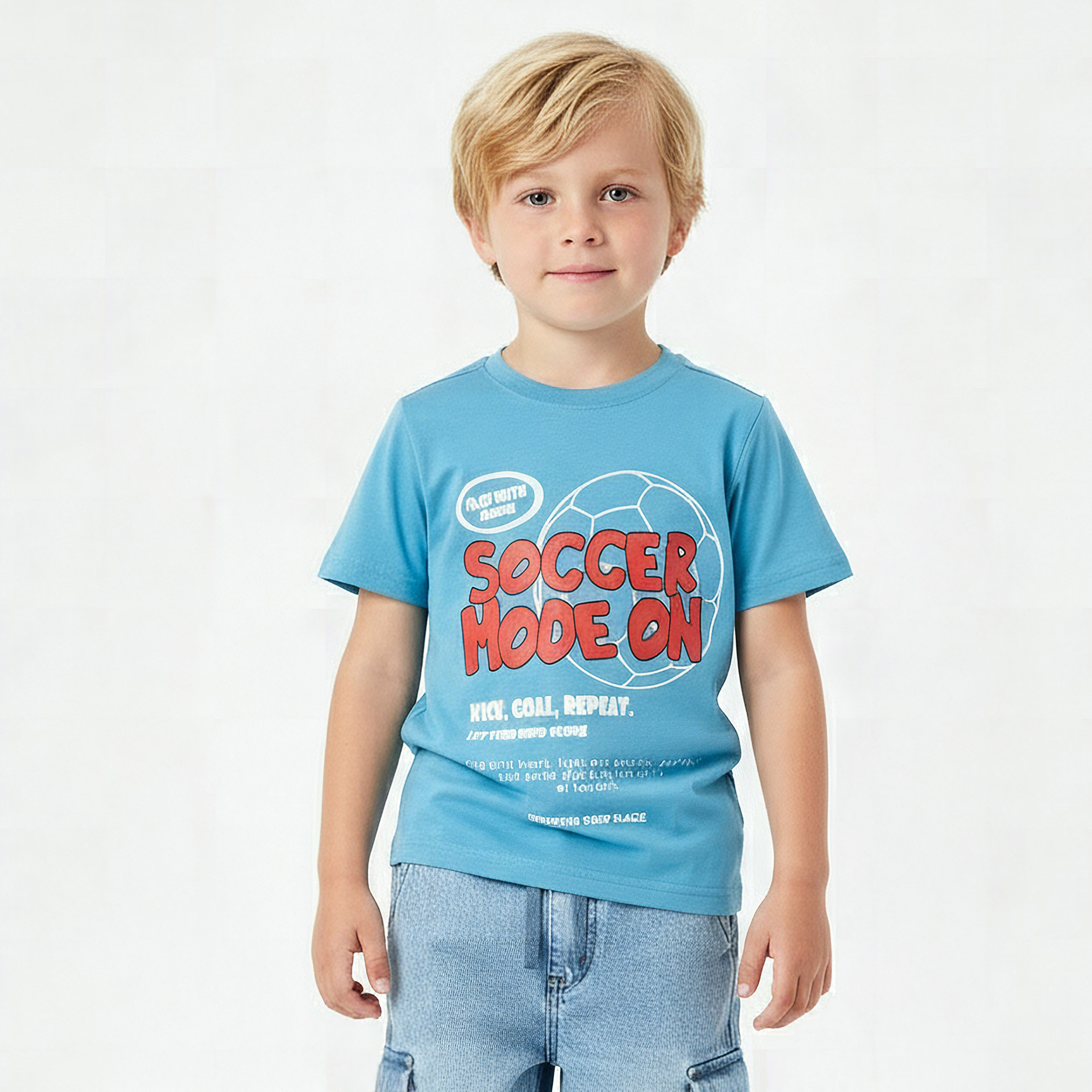 Juniors Crew Neck Short Sleeves T-shirt with Graphic Print-promo_babyshop_Buy2for30_KSA130526-image-1