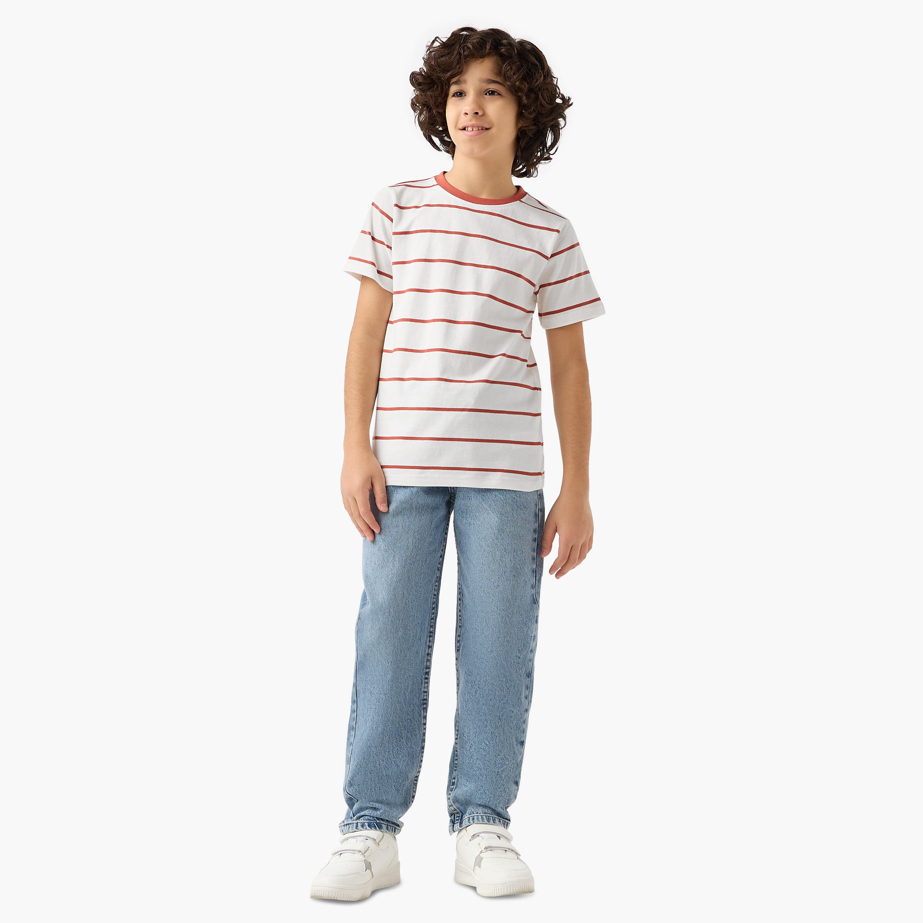 Juniors Crew Neck Short Sleeve T-shirt with Stripes-boys-clothing-tshirtsandpolos-image-2