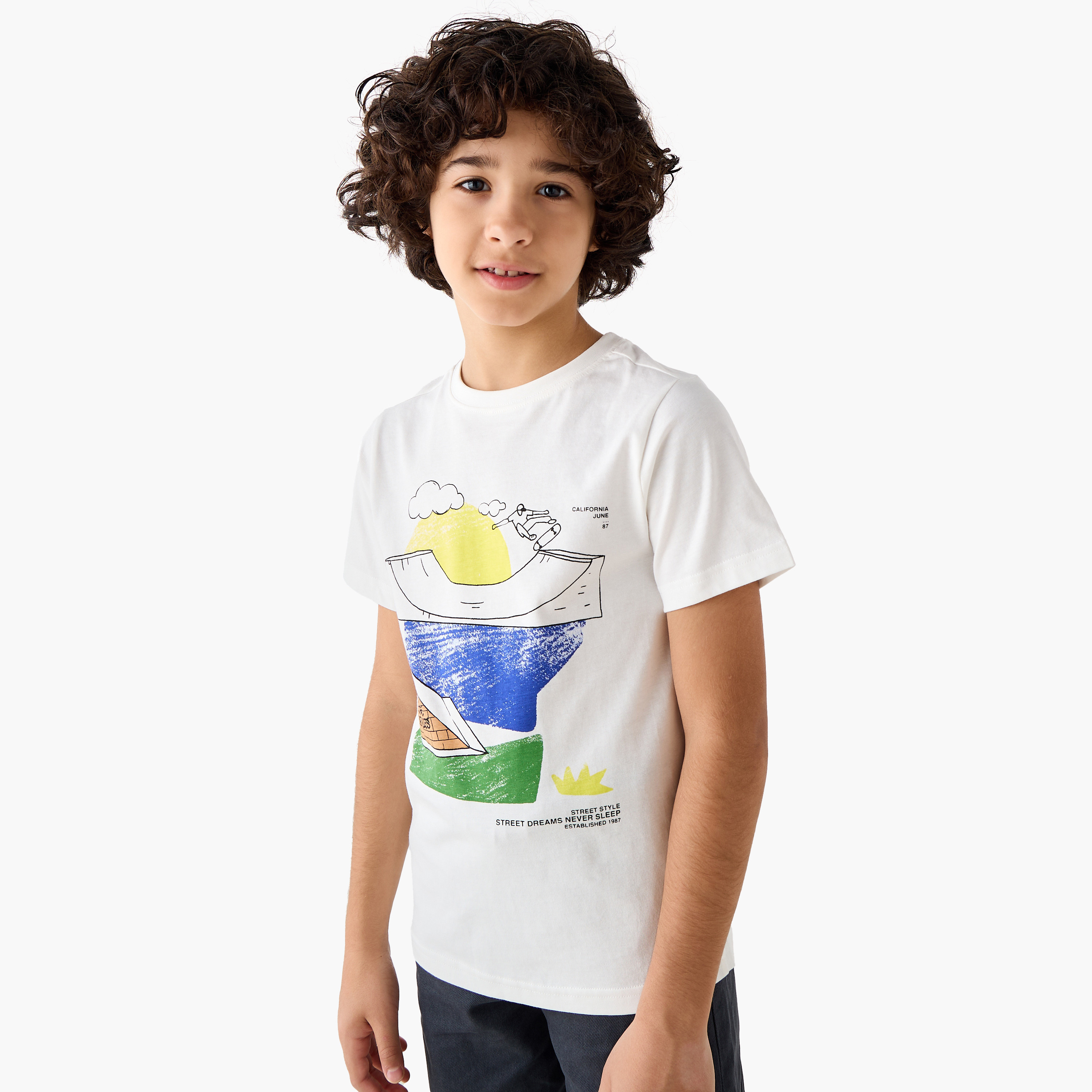 Juniors Crew Neck Short Sleeves T-shirt with Print-boys-clothing-tshirtsandpolos-image-1