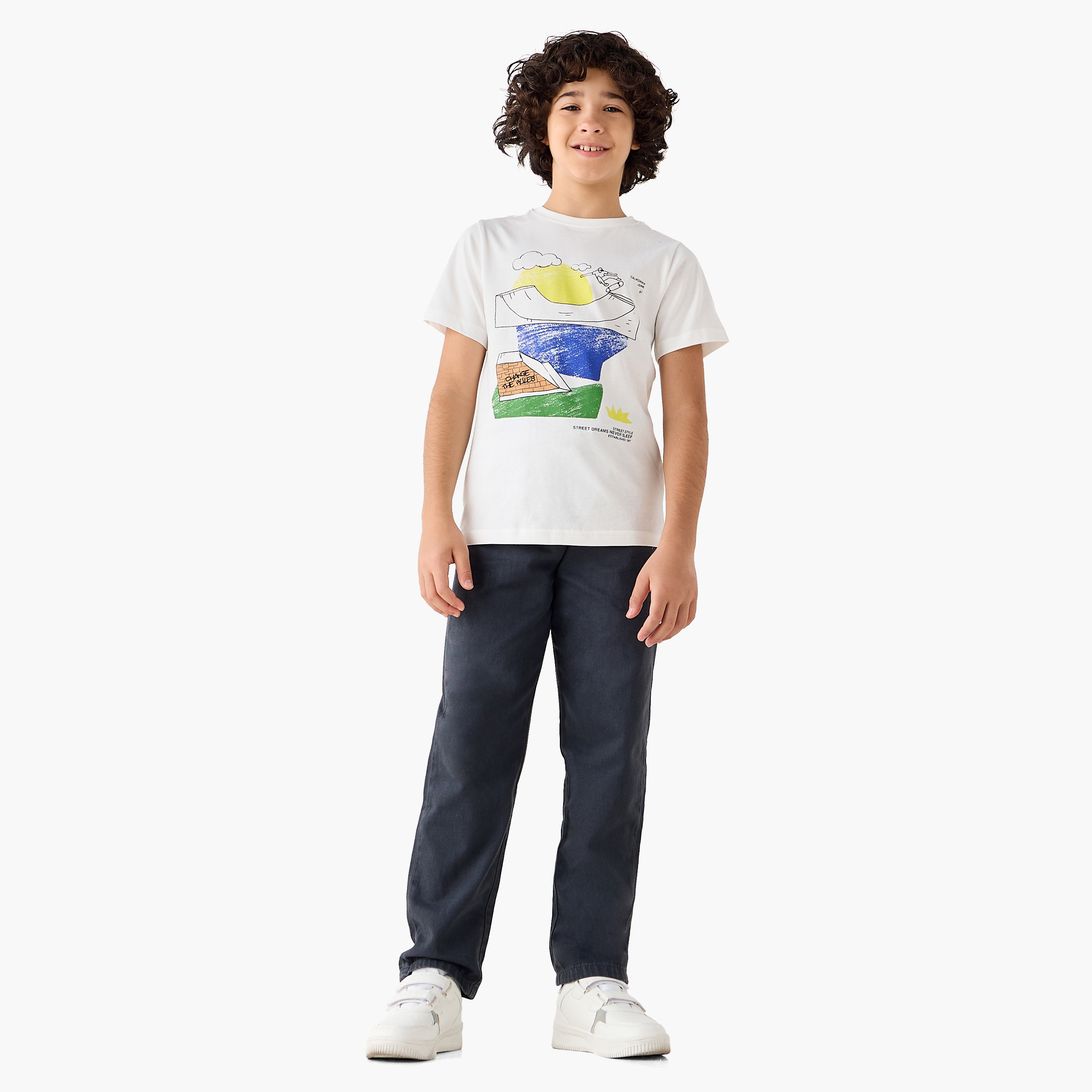 Juniors Crew Neck Short Sleeves T-shirt with Print-boys-clothing-tshirtsandpolos-image-2
