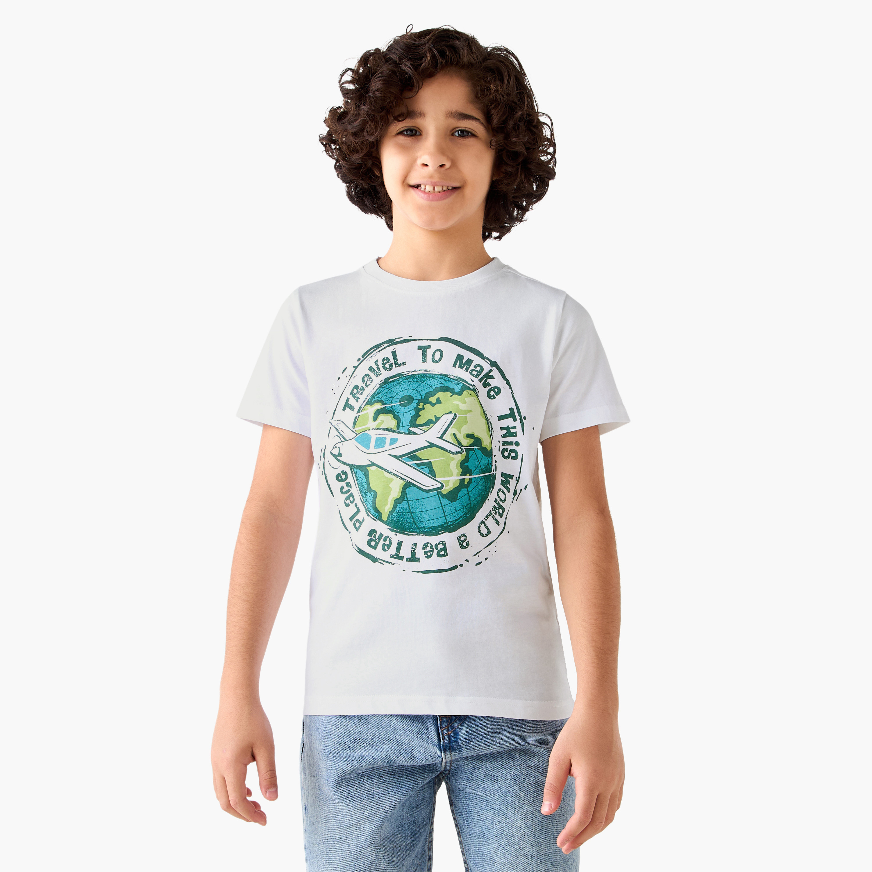 Juniors Crew Neck Short Sleeves T-shirt with Graphic Print-boys-clothing-tshirtsandpolos-image-1