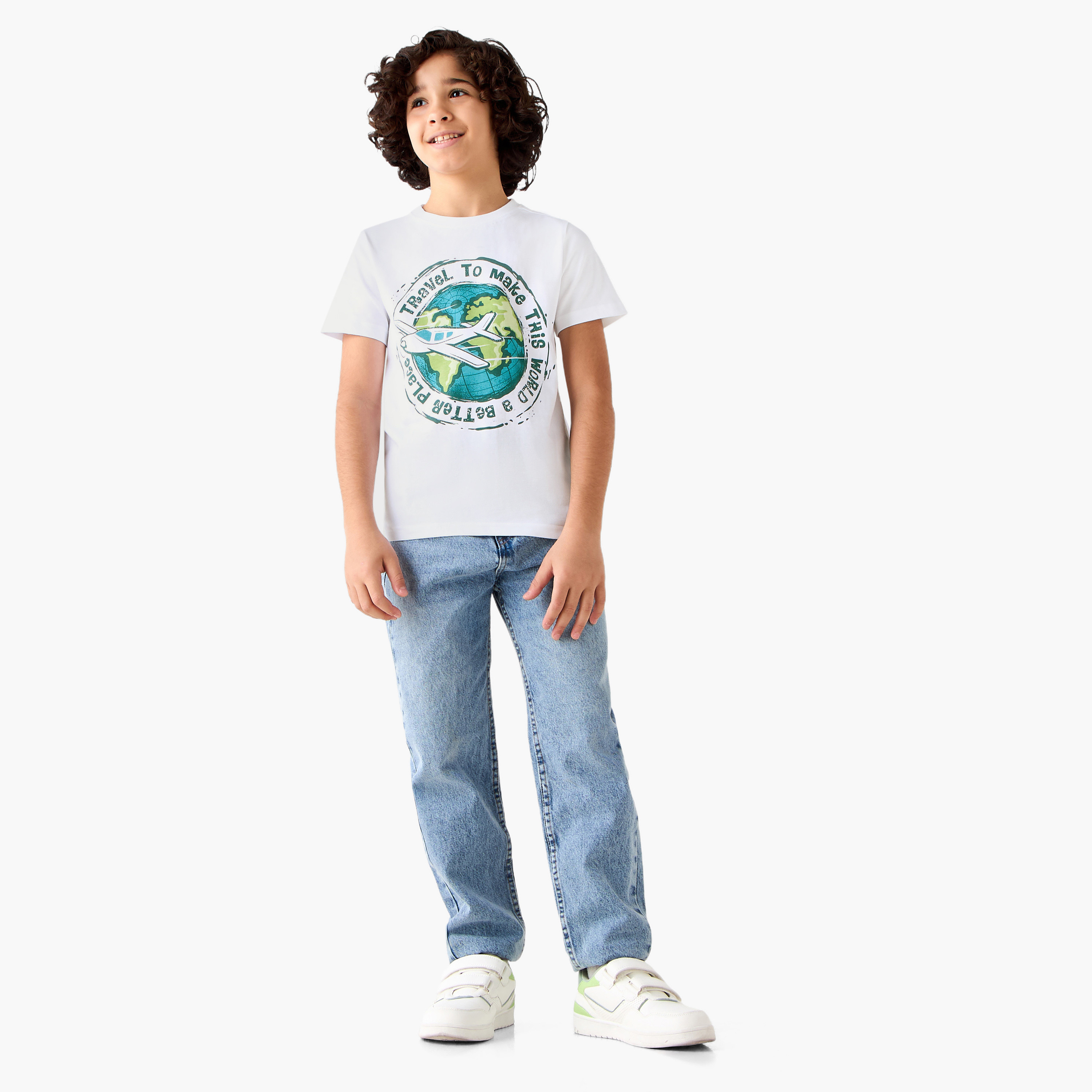 Juniors Crew Neck Short Sleeves T-shirt with Graphic Print-boys-clothing-tshirtsandpolos-image-2