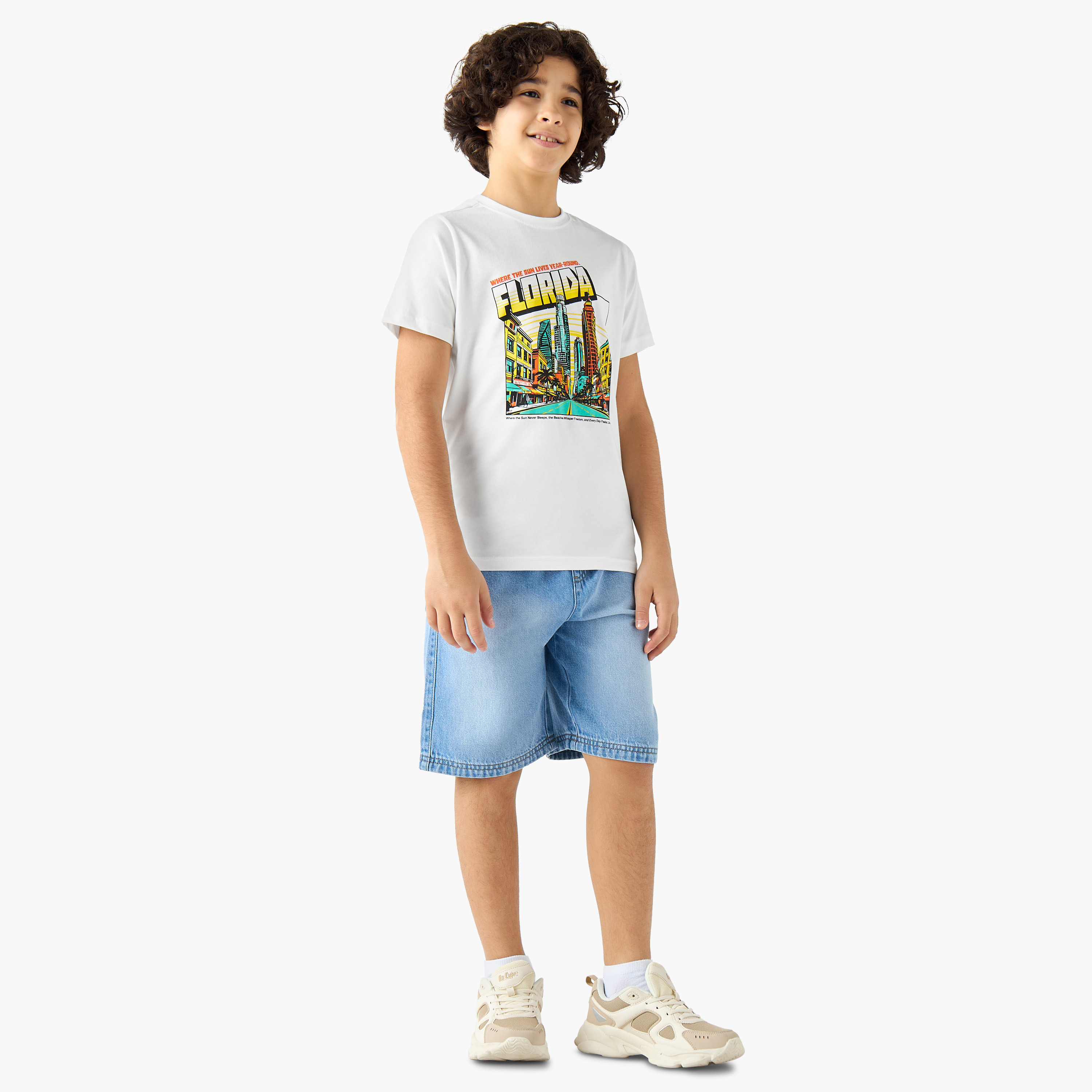 تيشيرت بياقة ضيقة وأكمام قصيرة وطبعات من جونيورز-boys-clothing-tshirtsandpolos-image-2