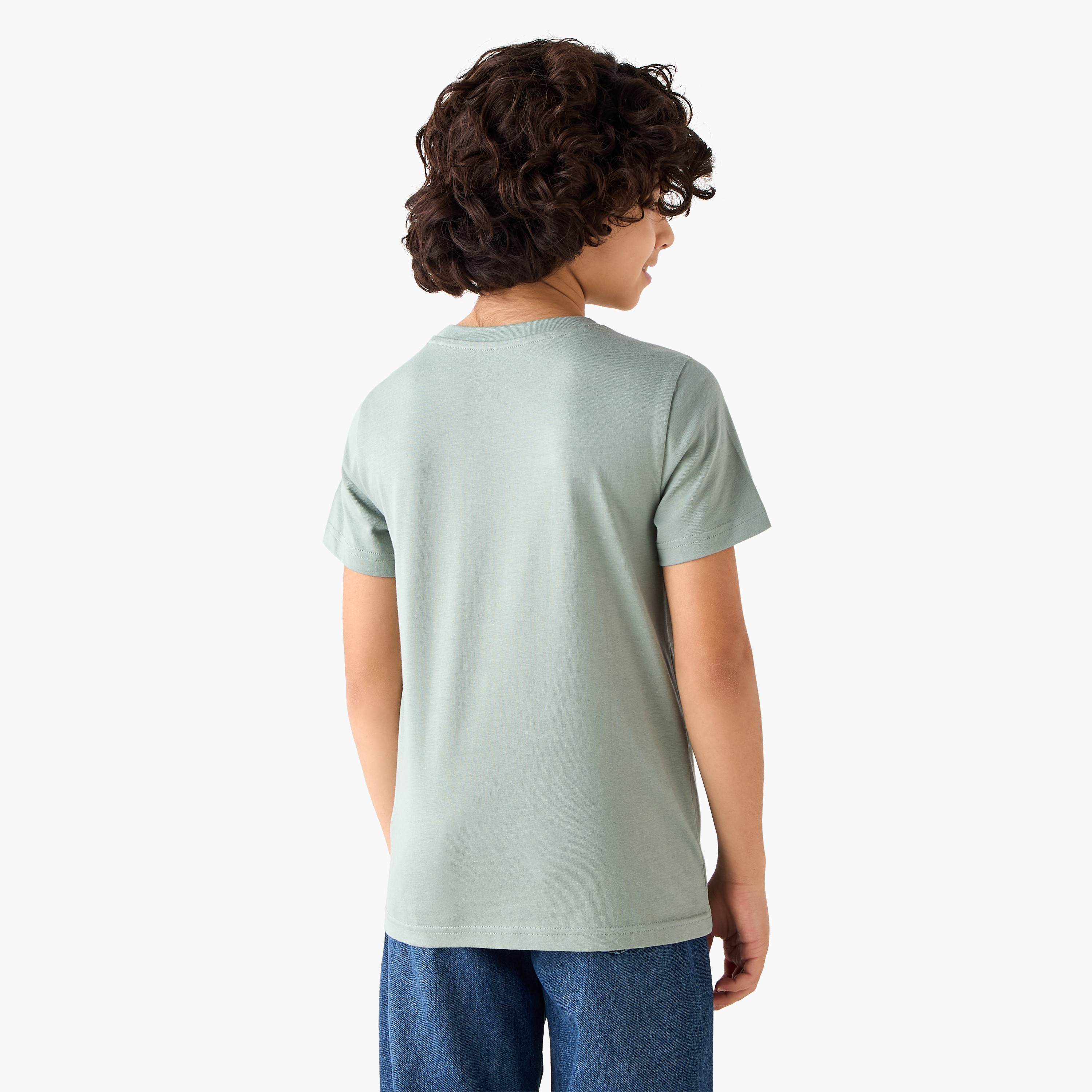 Juniors Crew Neck Short Sleeves T-shirt with Typographic Print-promo_babyshop_Buy2for30_KSA130526-image-3