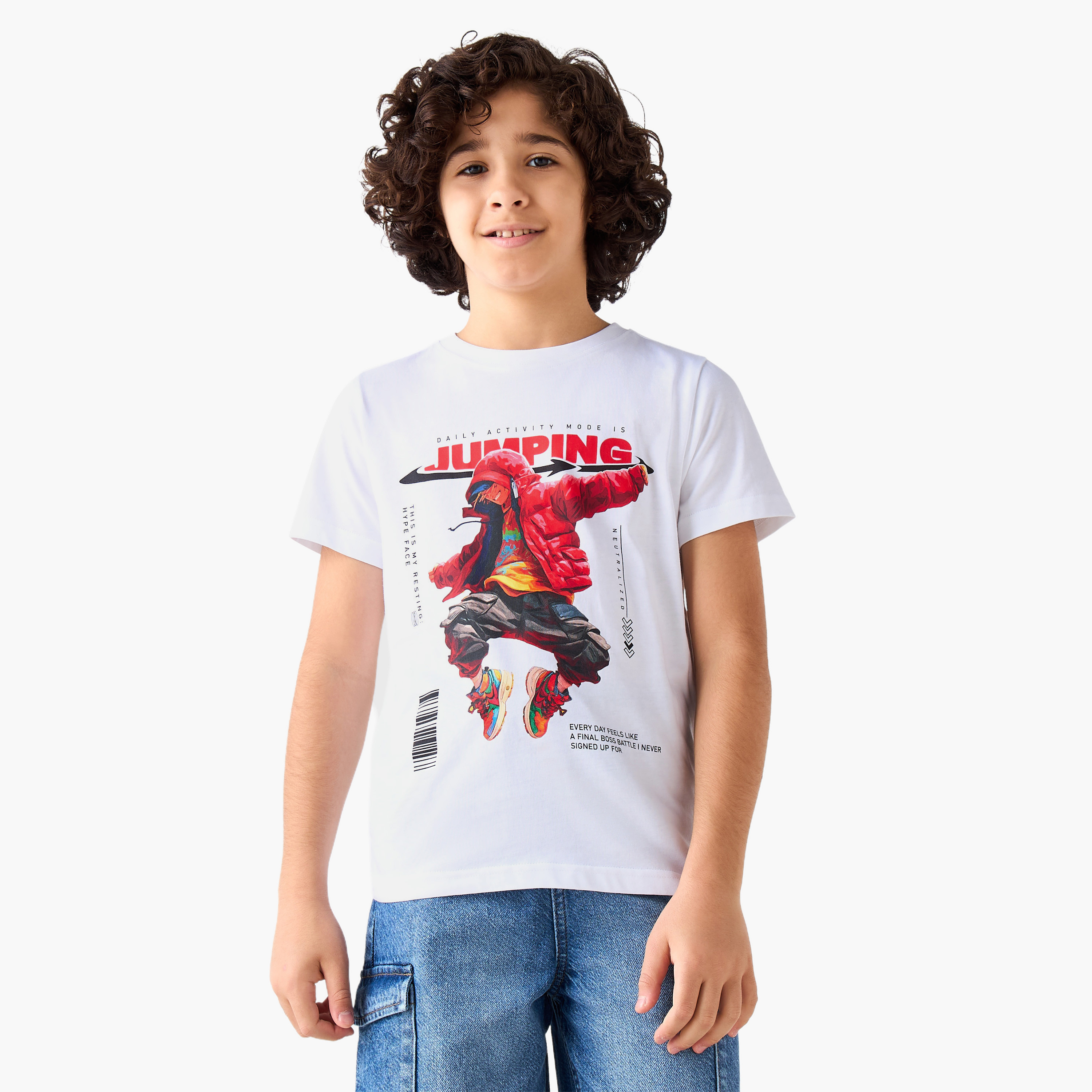 Juniors Crew Neck Short Sleeves T-shirt with Graphic Print-boys-clothing-tshirtsandpolos-image-1