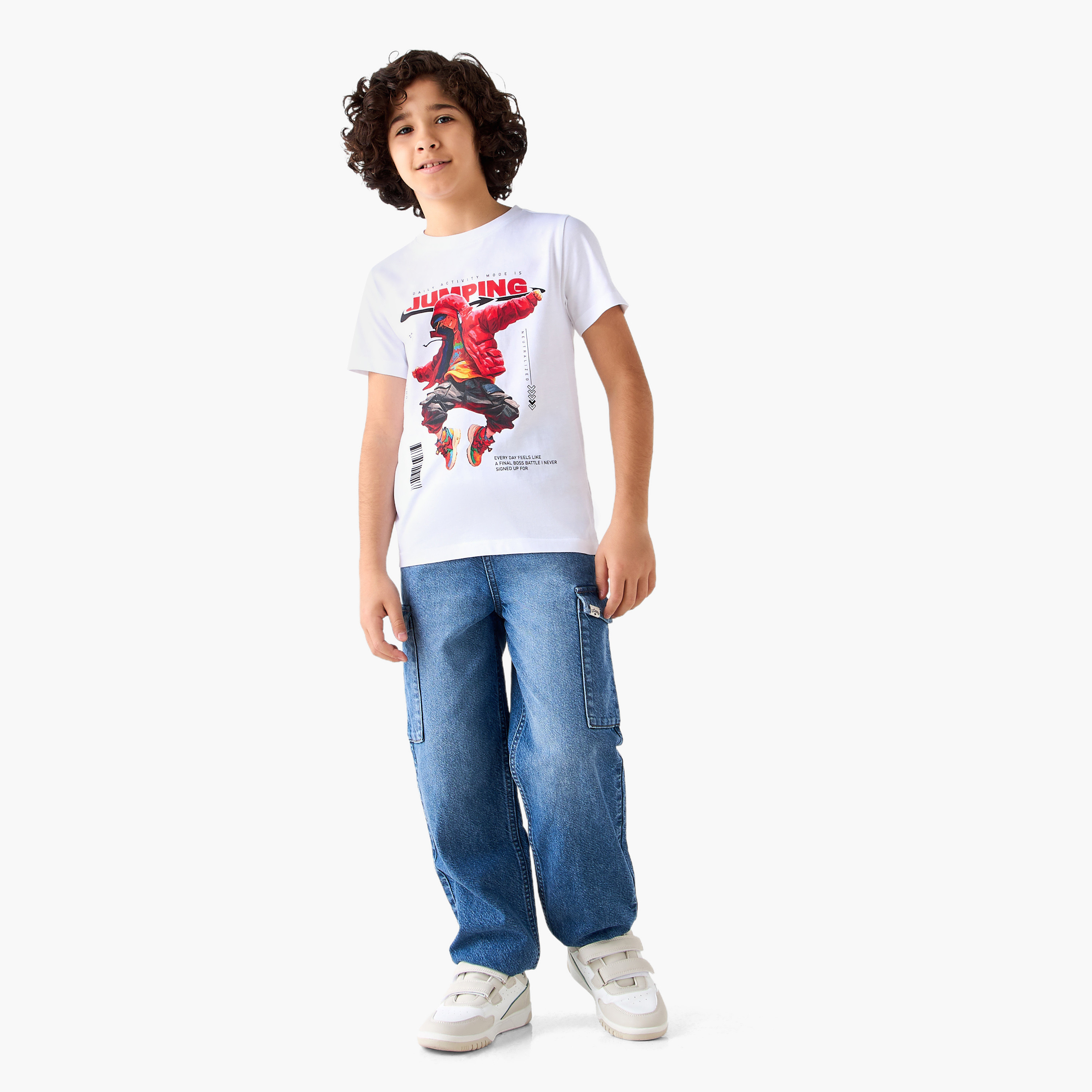 Juniors Crew Neck Short Sleeves T-shirt with Graphic Print-boys-clothing-tshirtsandpolos-image-2