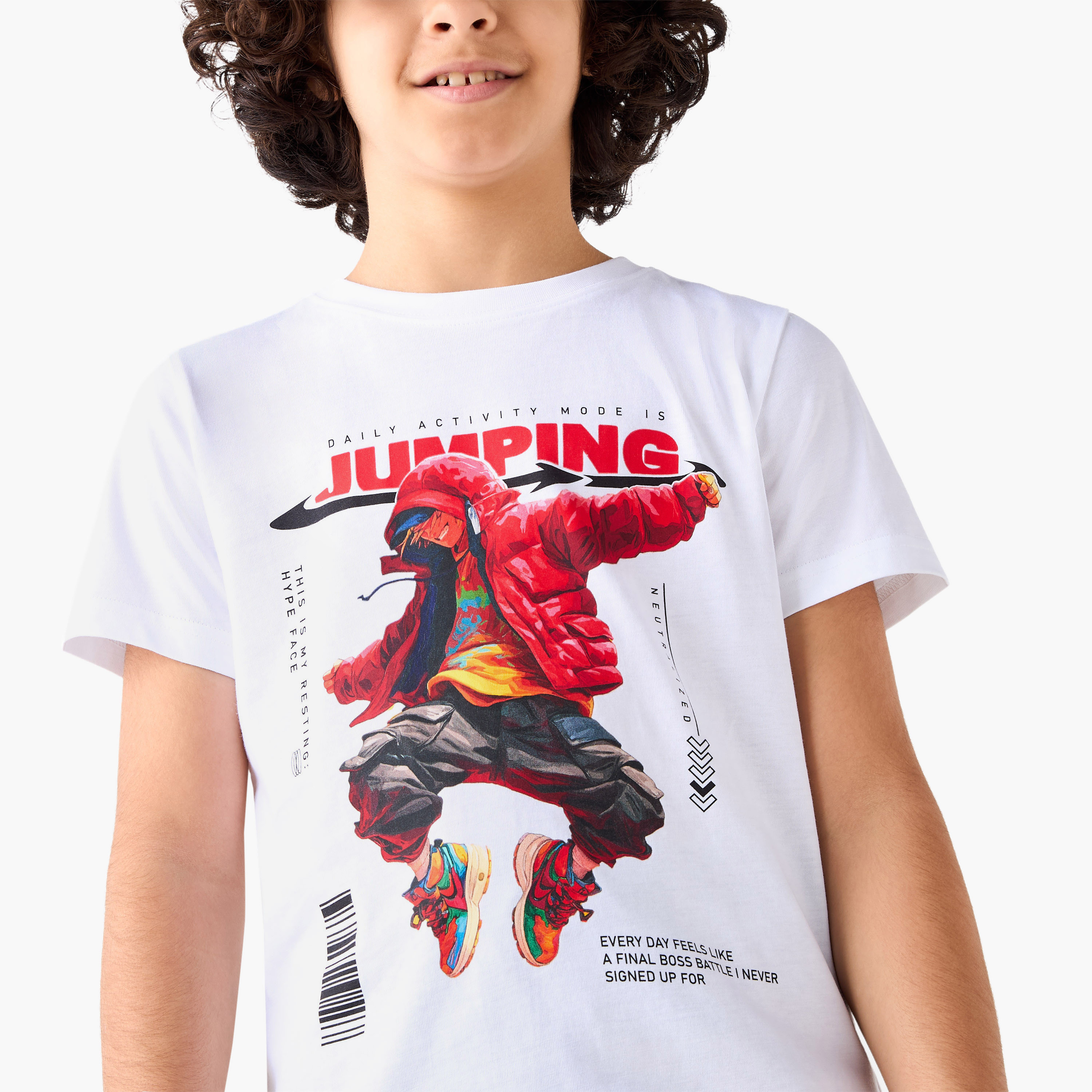 Juniors Crew Neck Short Sleeves T-shirt with Graphic Print-boys-clothing-tshirtsandpolos-image-4