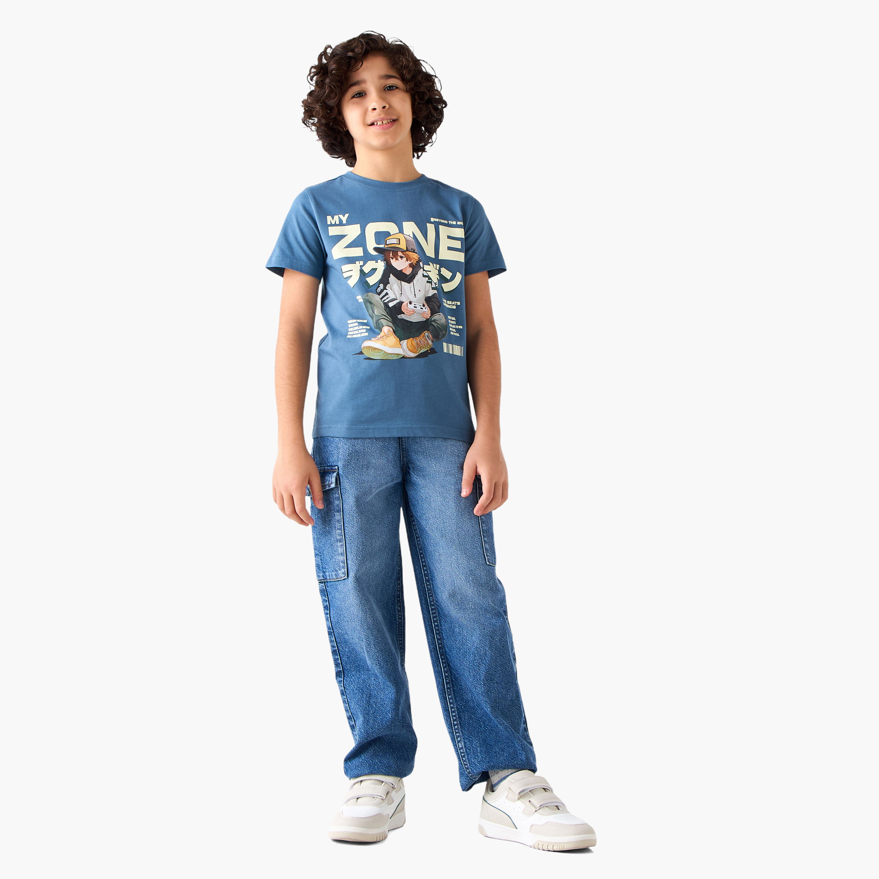 Juniors Crew Neck Short Sleeves T-shirt with Anime Print-boys-clothing-tshirtsandpolos-image-2