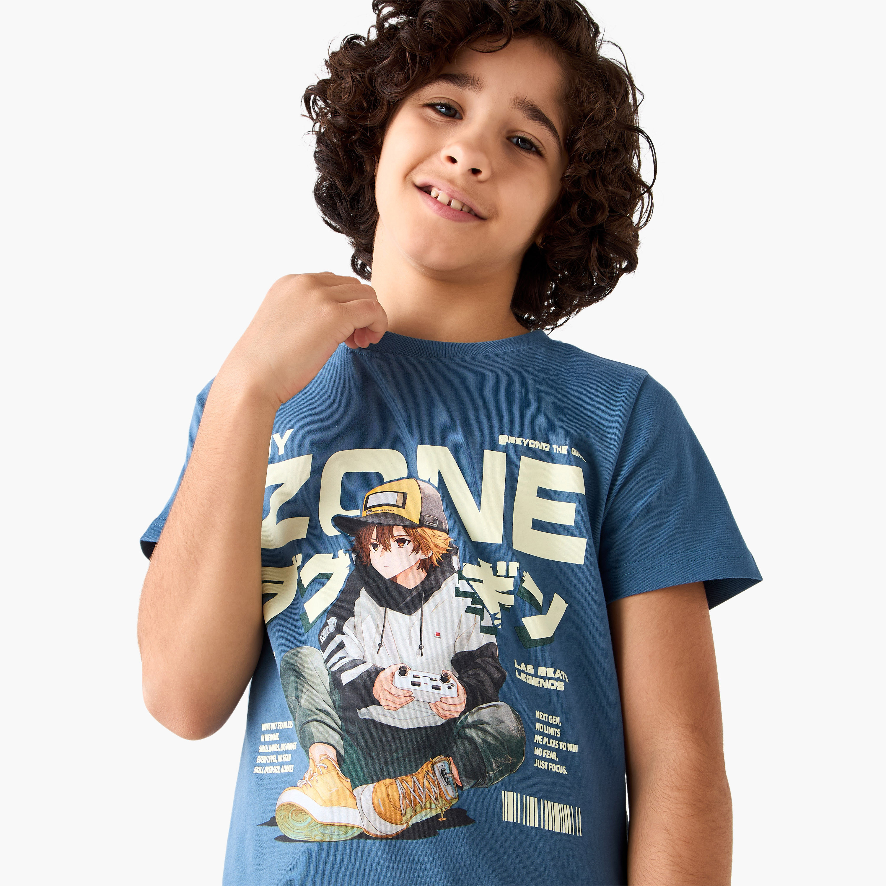 Juniors Crew Neck Short Sleeves T-shirt with Anime Print-boys-clothing-tshirtsandpolos-image-4