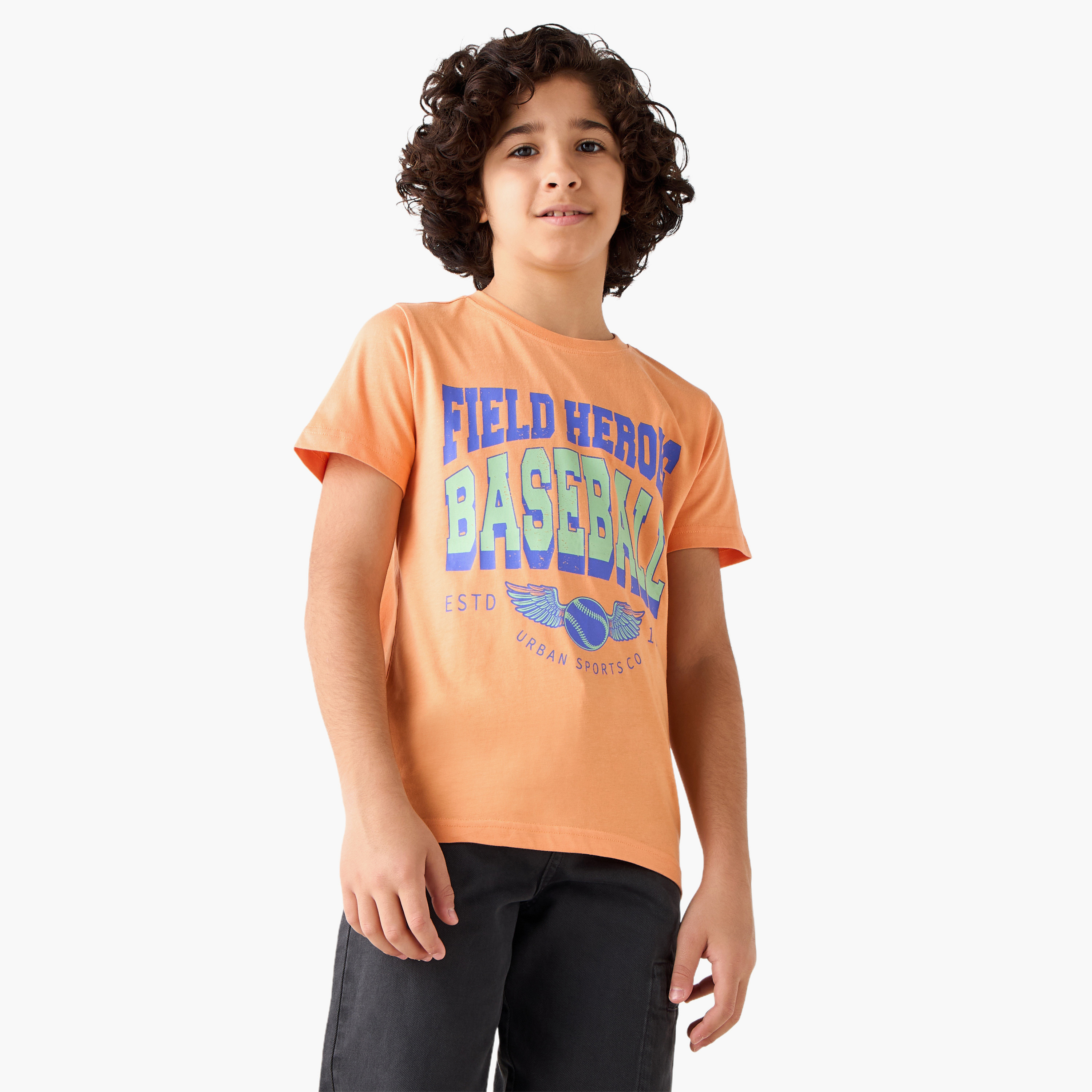 Juniors Crew Neck Short Sleeves T-shirt with Graphic Print-boys-clothing-tshirtsandpolos-image-1
