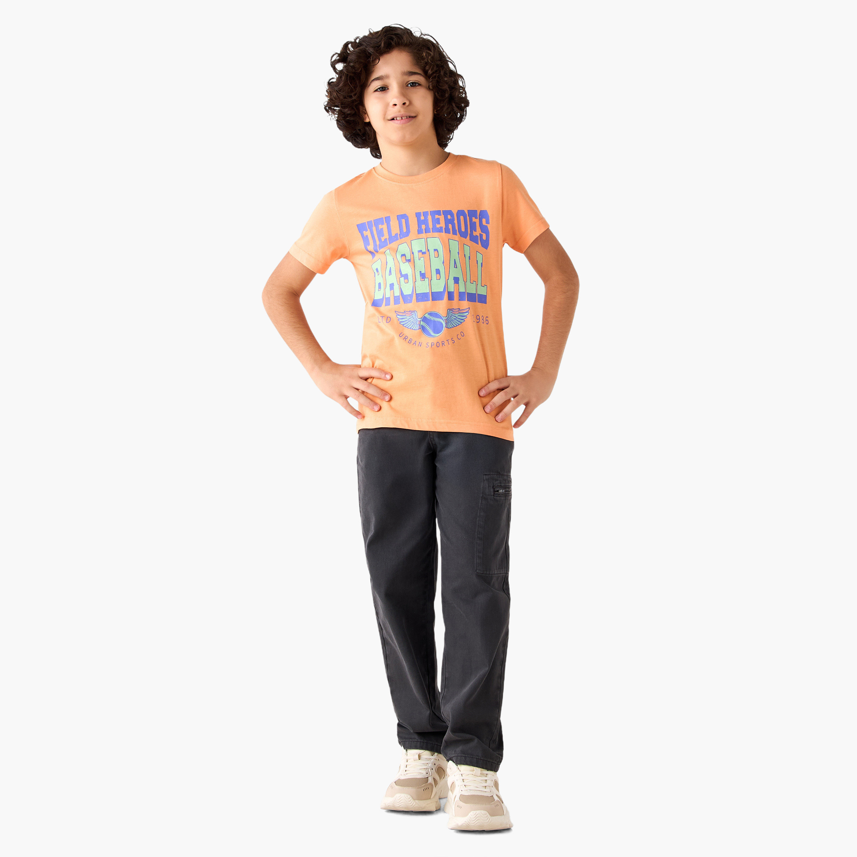 Juniors Crew Neck Short Sleeves T-shirt with Graphic Print-boys-clothing-tshirtsandpolos-image-2
