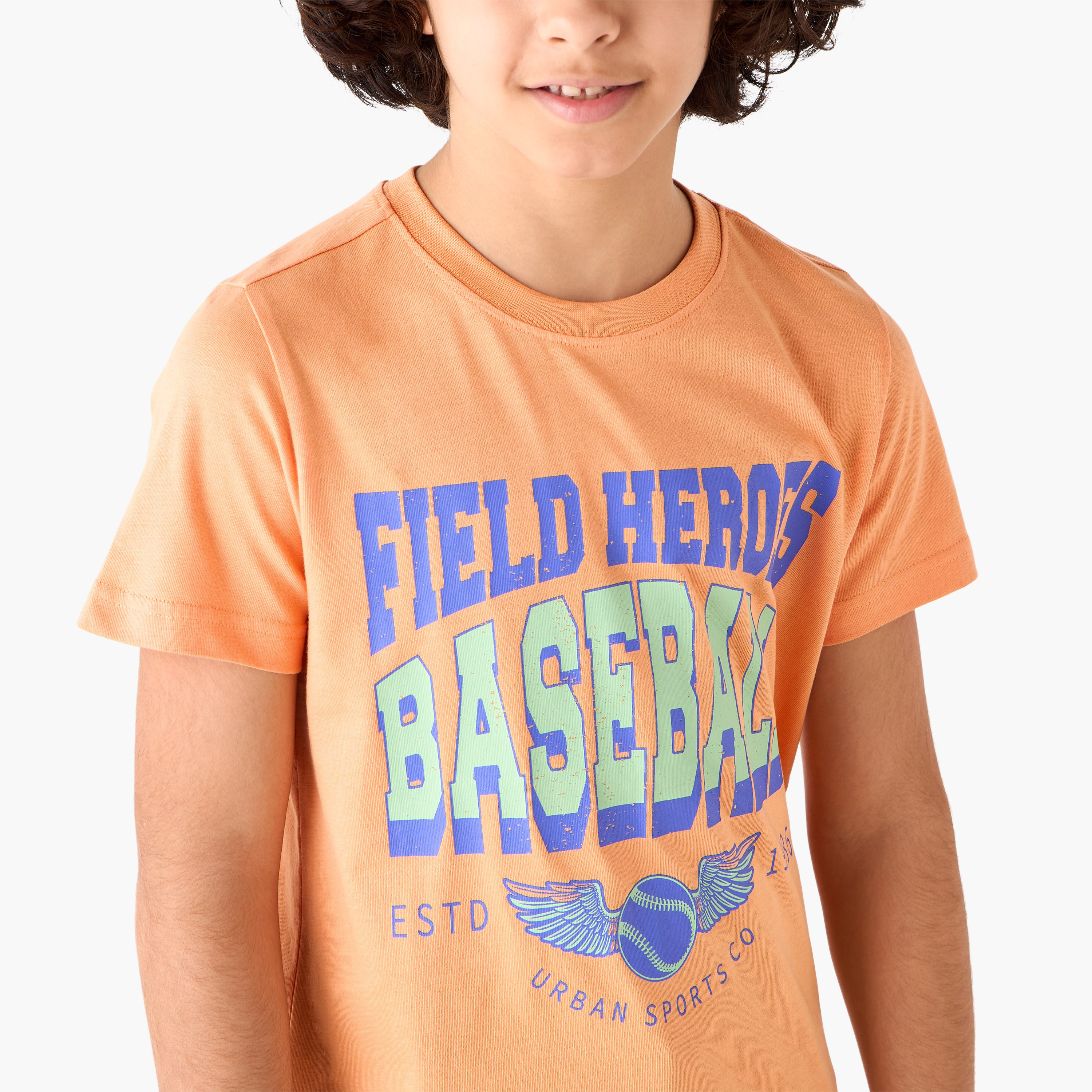 Juniors Crew Neck Short Sleeves T-shirt with Graphic Print-boys-clothing-tshirtsandpolos-image-4