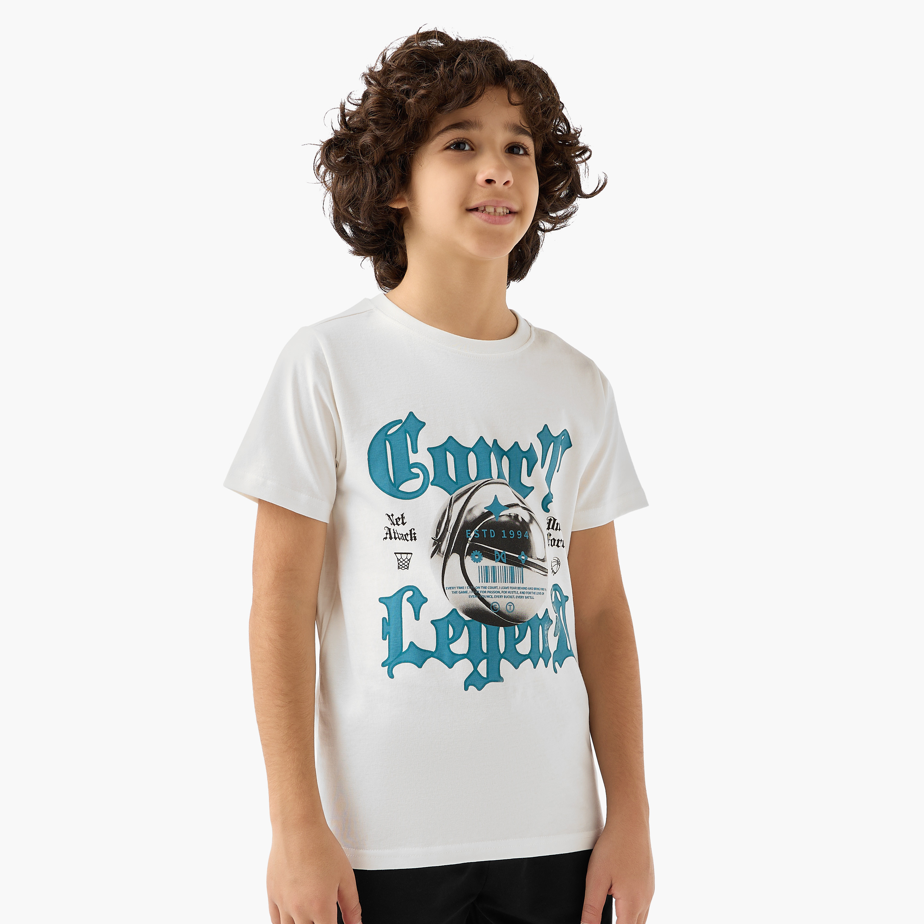 Juniors Crew Neck Short Sleeves T-shirt with Graphic Print-boys-clothing-tshirtsandpolos-image-1