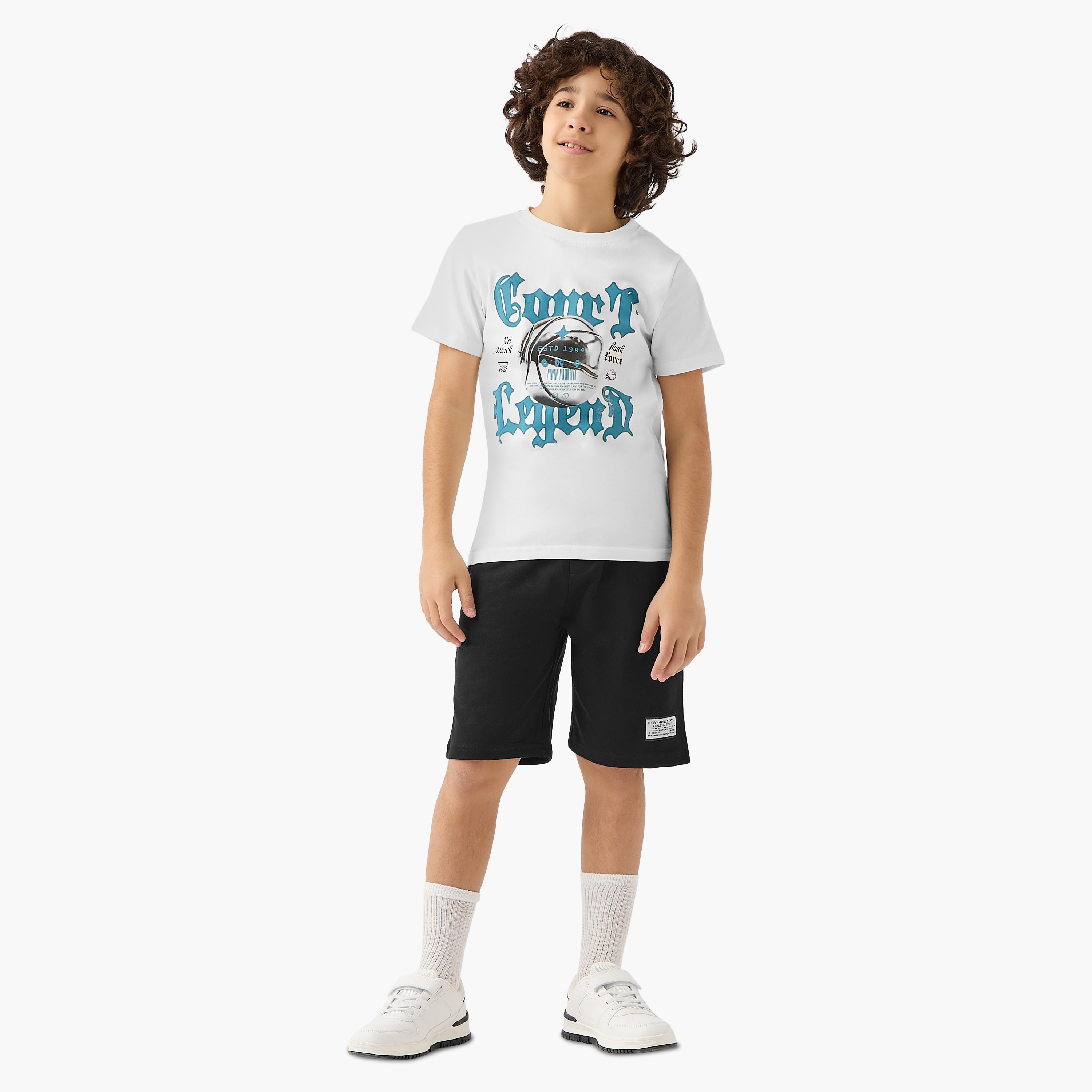 Juniors Crew Neck Short Sleeves T-shirt with Graphic Print-boys-clothing-tshirtsandpolos-image-2