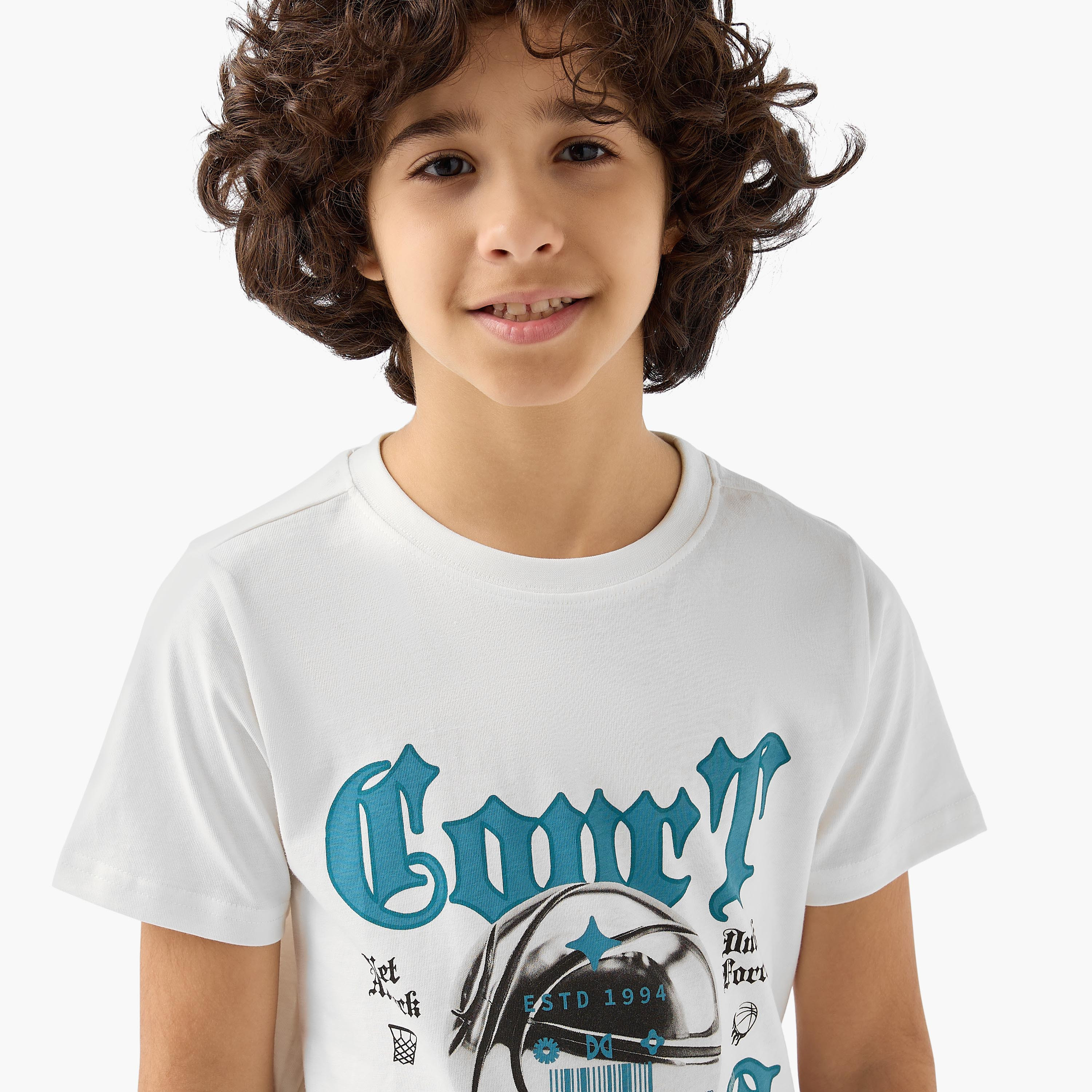 Juniors Crew Neck Short Sleeves T-shirt with Graphic Print-boys-clothing-tshirtsandpolos-image-4