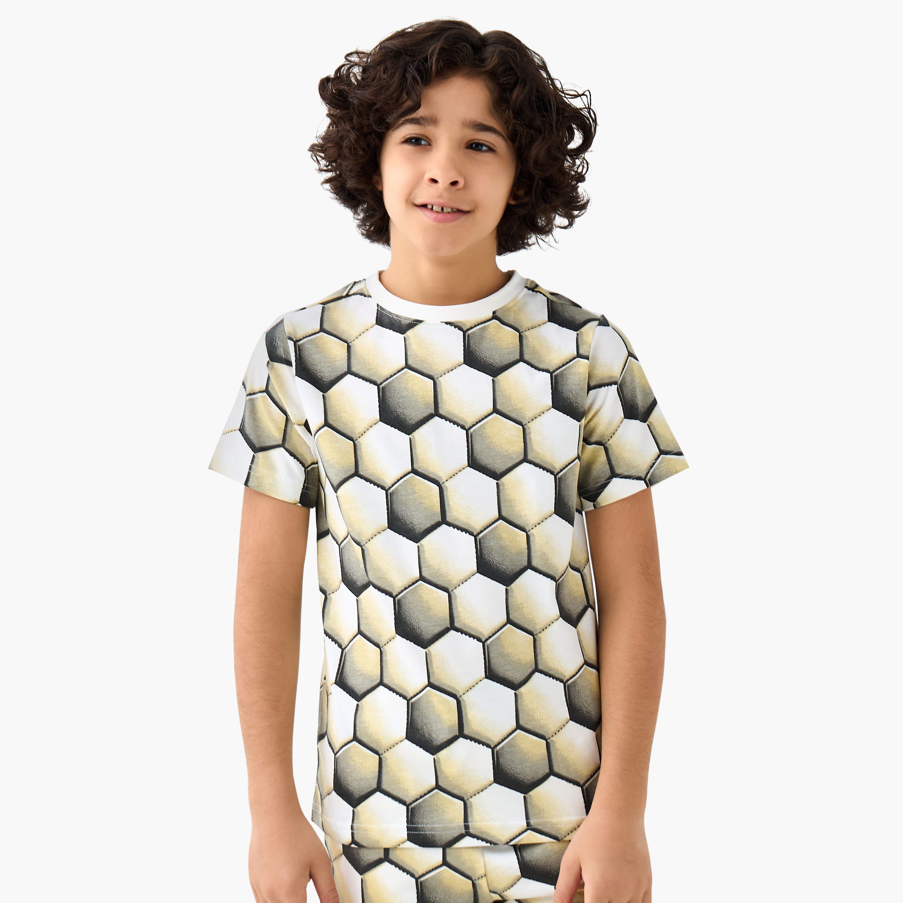 Juniors Crew Neck Short Sleeves T-shirt with Geometric Print-boys-clothing-tshirtsandpolos-image-1