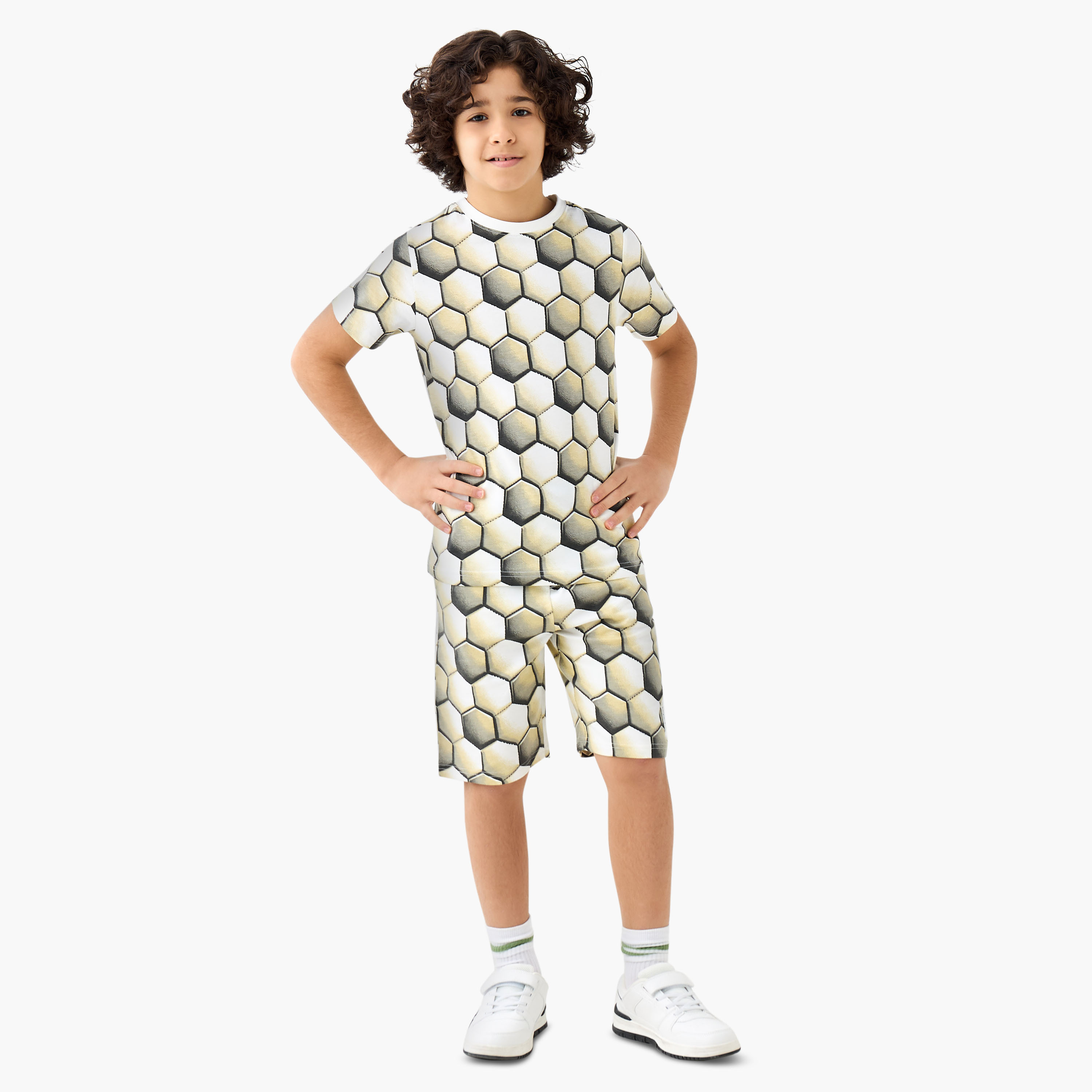Juniors Crew Neck Short Sleeves T-shirt with Geometric Print-boys-clothing-tshirtsandpolos-image-2