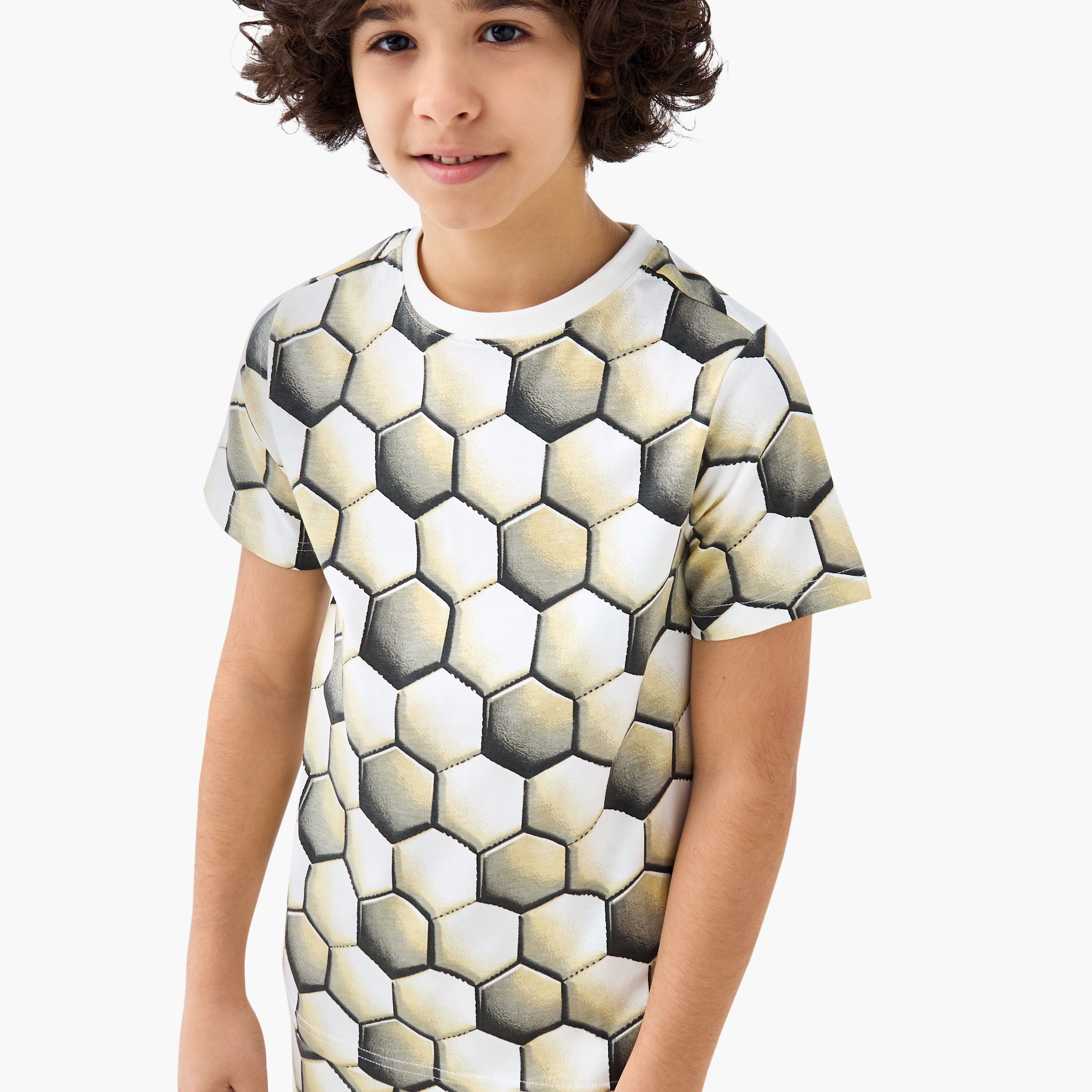 Juniors Crew Neck Short Sleeves T-shirt with Geometric Print-boys-clothing-tshirtsandpolos-image-4