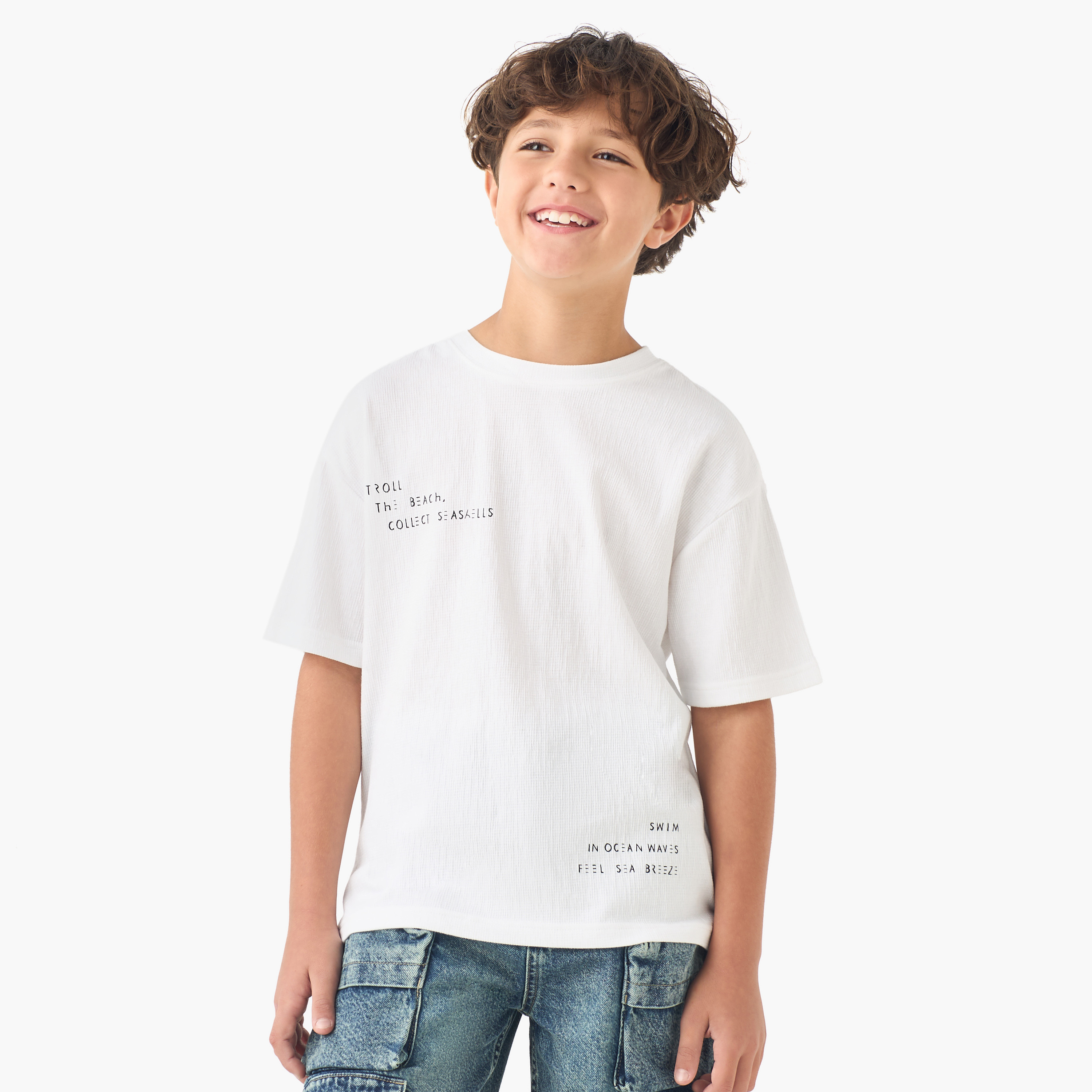Juniors Crew Neck Short Sleeves T-shirt with Graphic Print-boys-clothing-tshirtsandpolos-image-1