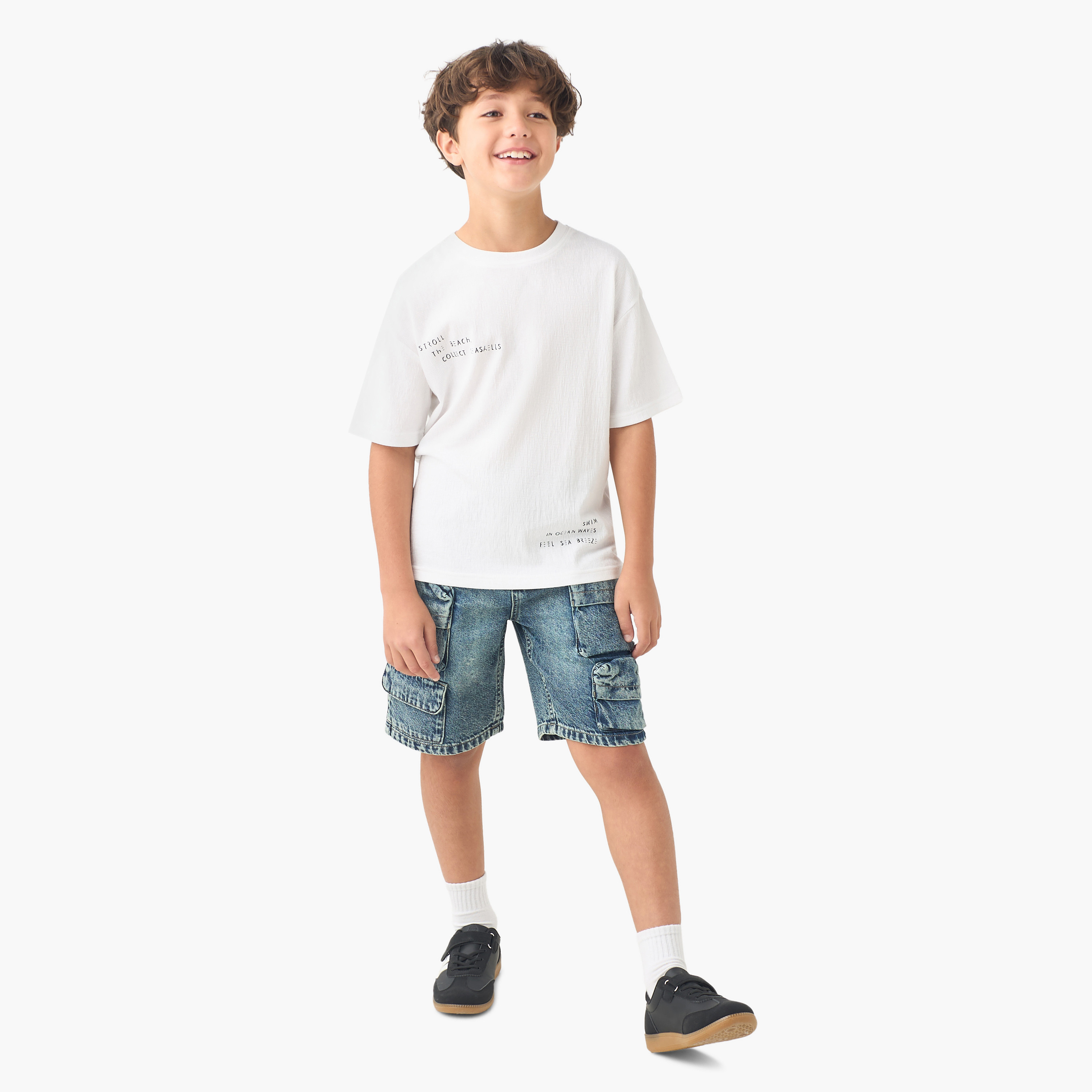 Juniors Crew Neck Short Sleeves T-shirt with Graphic Print-boys-clothing-tshirtsandpolos-image-2