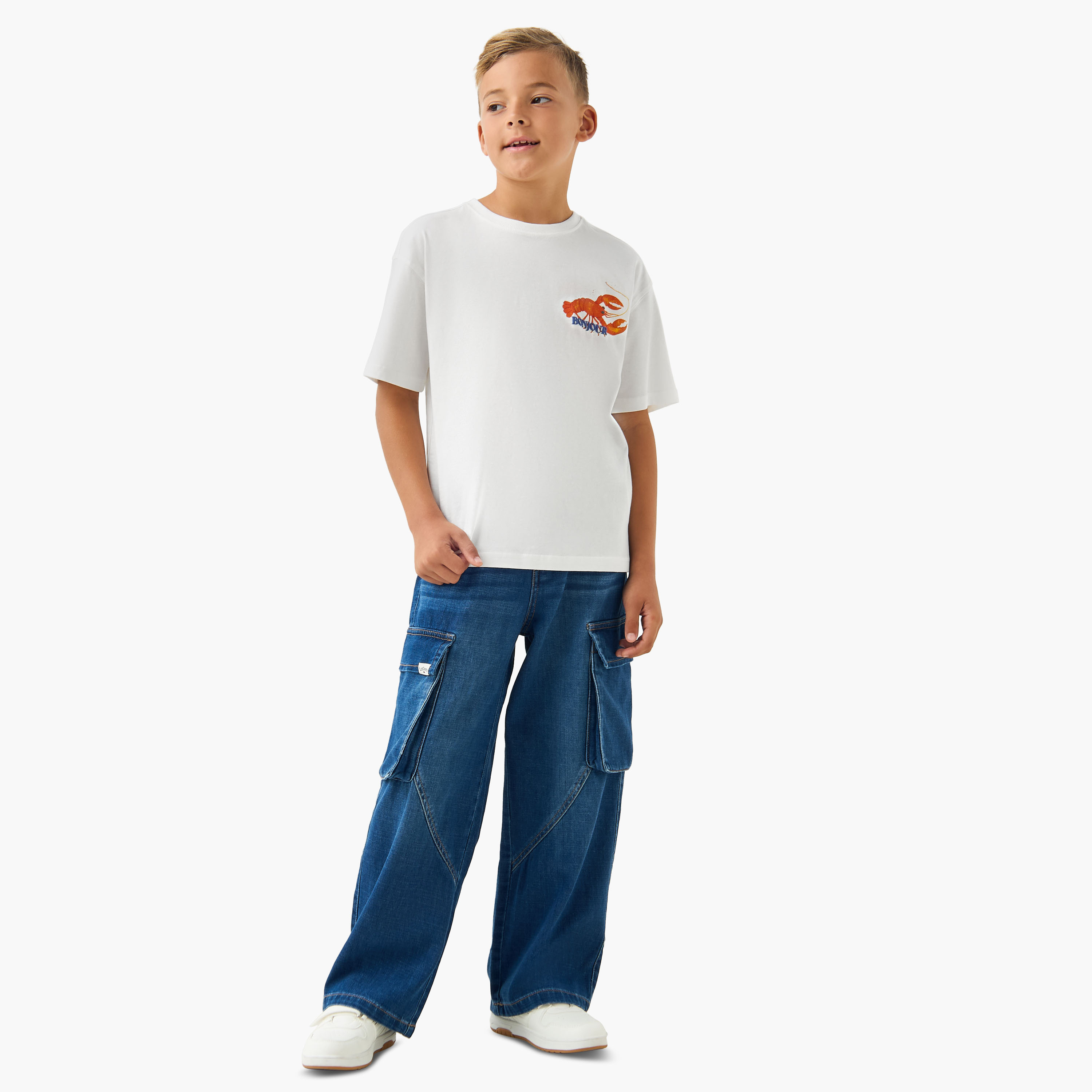 Juniors Crew Neck Short Sleeves T-shirt with Graphic Print-boys-clothing-tshirtsandpolos-image-2