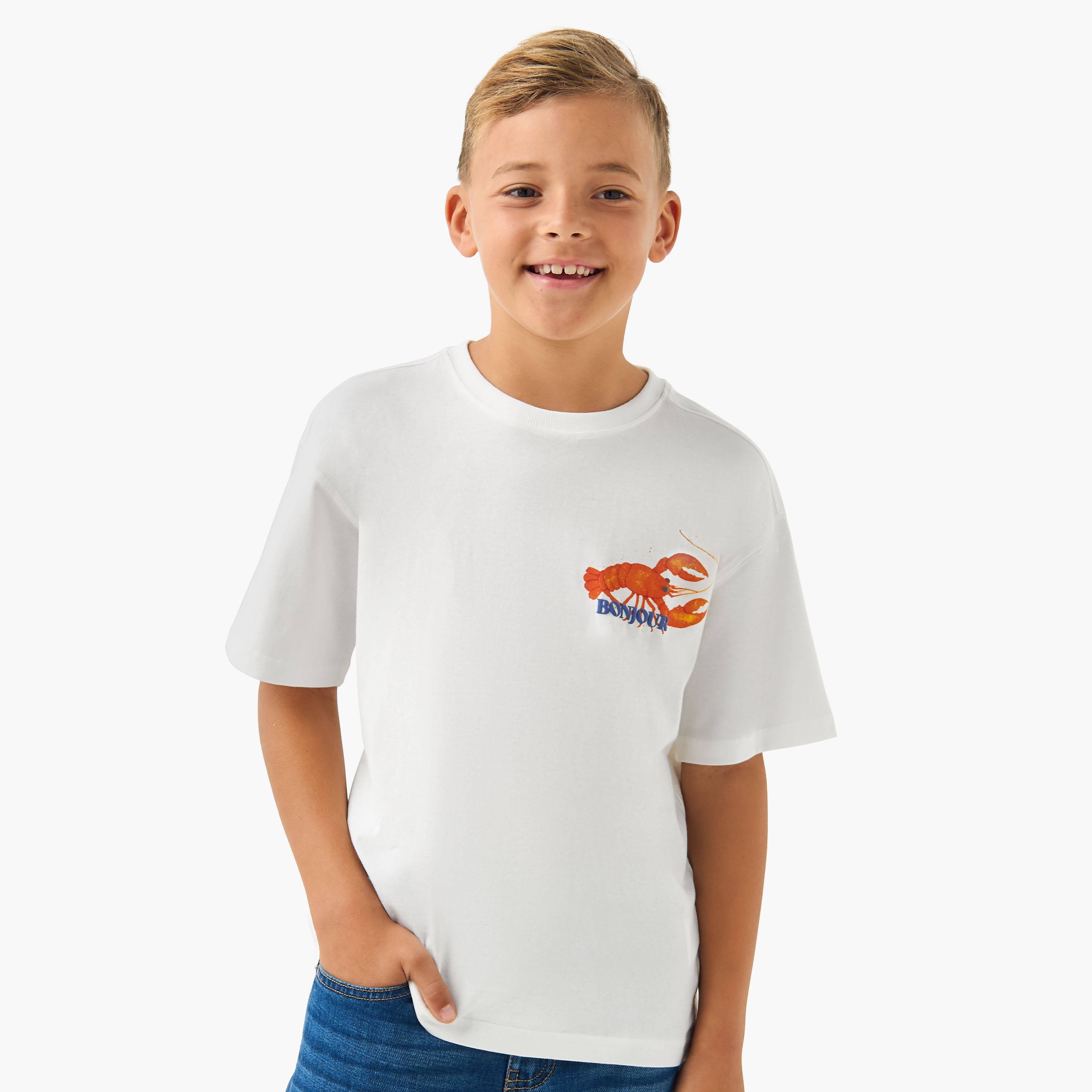 Juniors Crew Neck Short Sleeves T-shirt with Graphic Print-boys-clothing-tshirtsandpolos-image-1