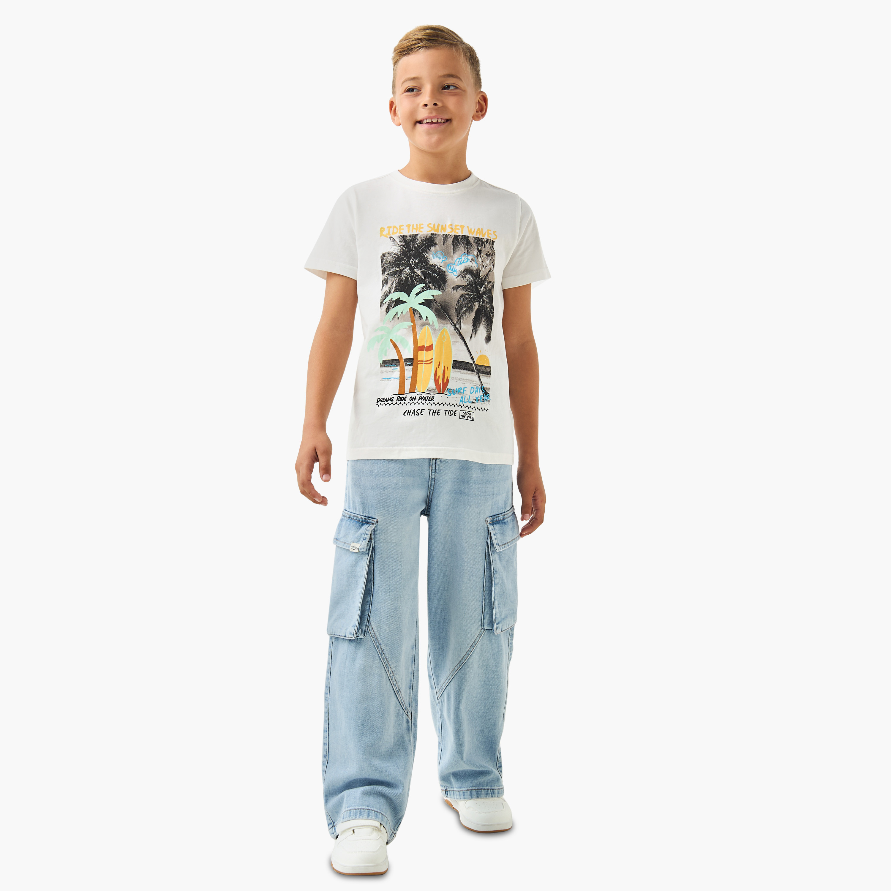 Juniors Crew Neck Short Sleeve T-shirt with Beach Print-boys-clothing-tshirtsandpolos-image-2