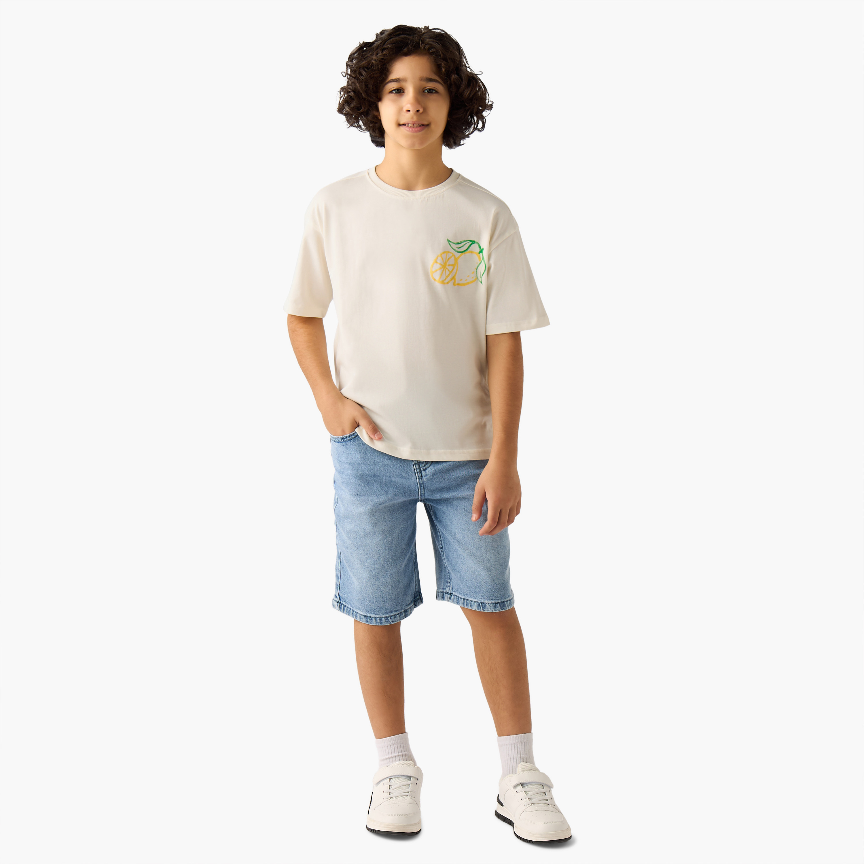 Juniors Crew Neck Short Sleeves T-shirt with Graphic Print-boys-clothing-tshirtsandpolos-image-2