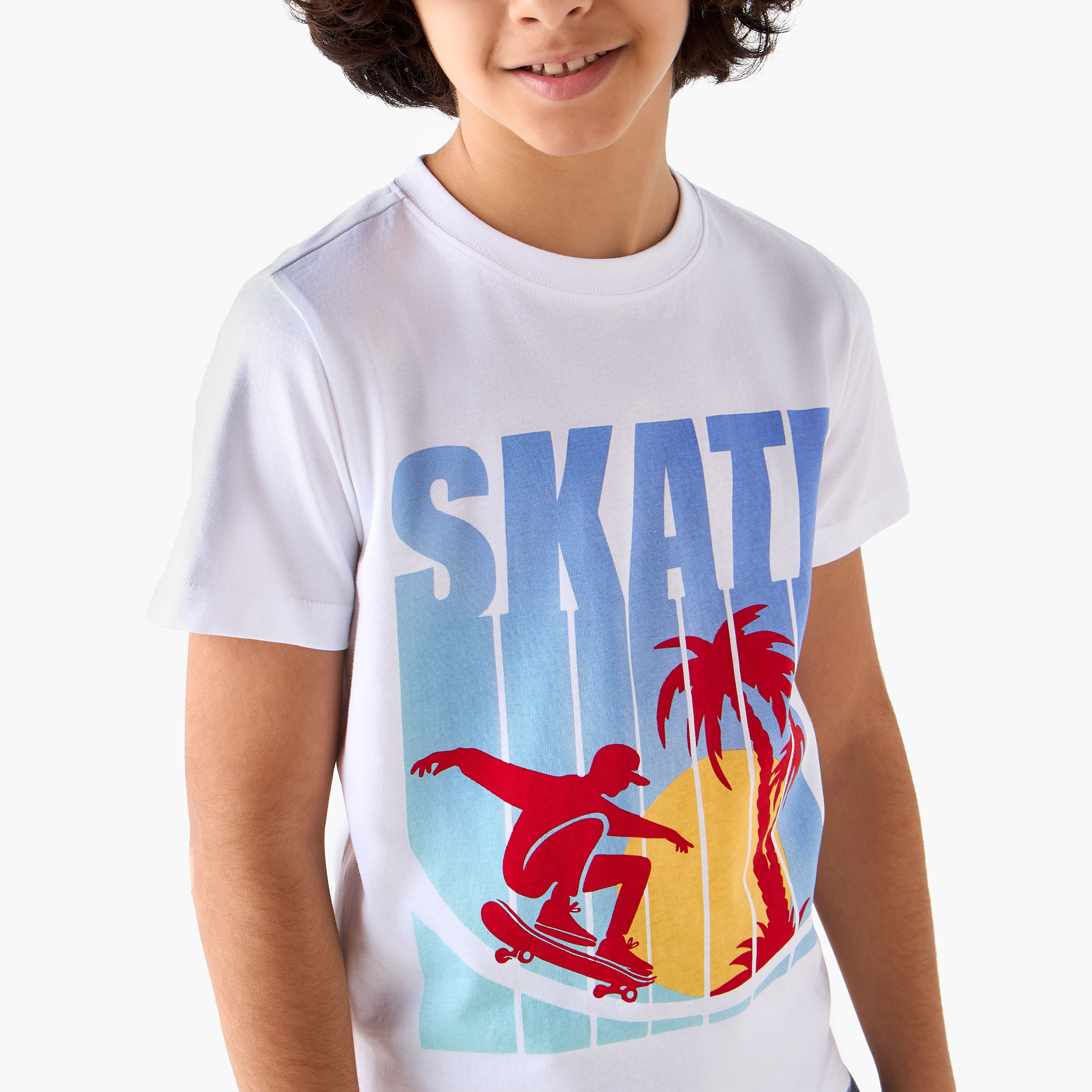 Juniors Crew Neck Short Sleeves T-shirt with Skater Print-boys-clothing-tshirtsandpolos-image-4