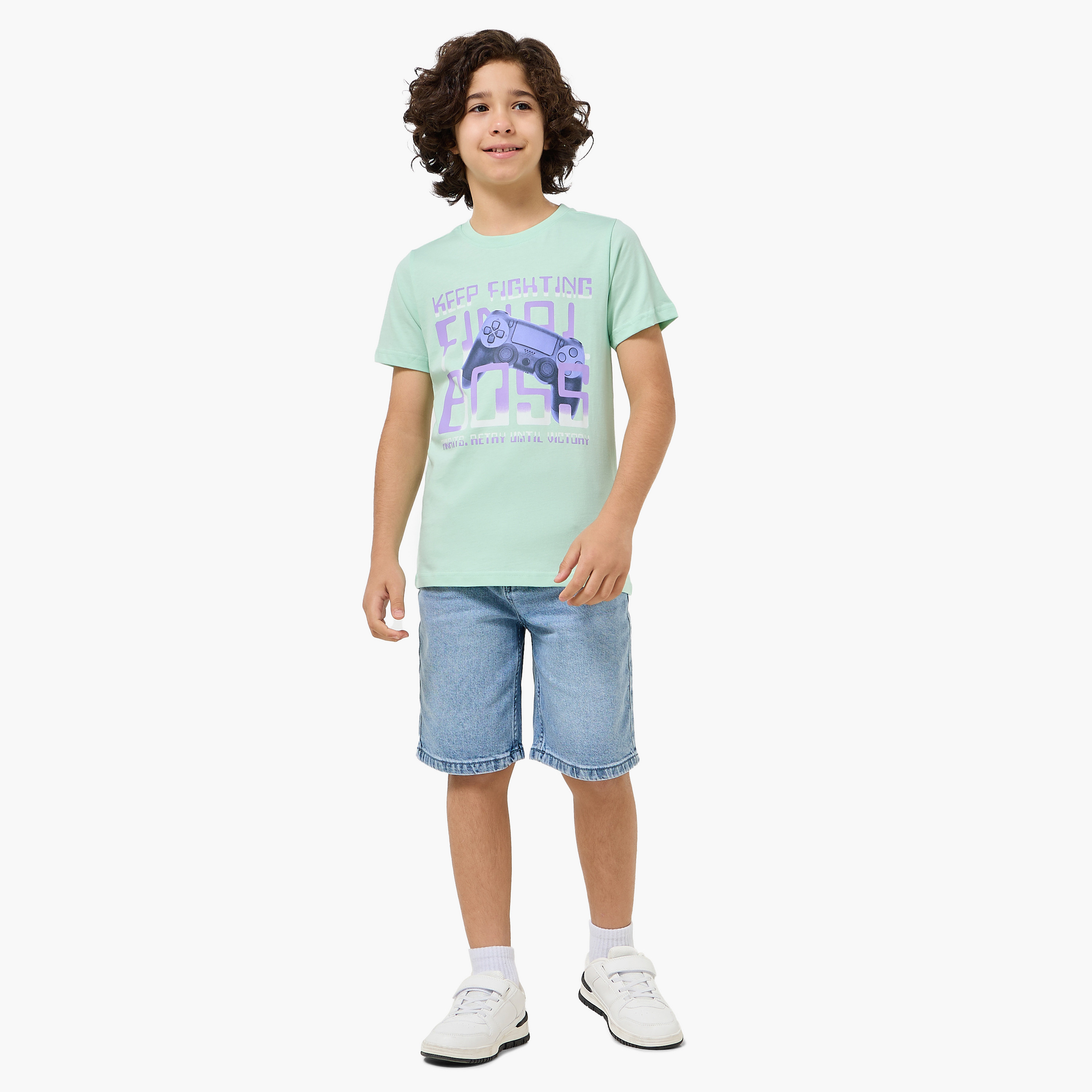Juniors Crew Neck Short Sleeves T-shirt with Game Print-promo_babyshop_Buy2for30_KSA130526-image-2