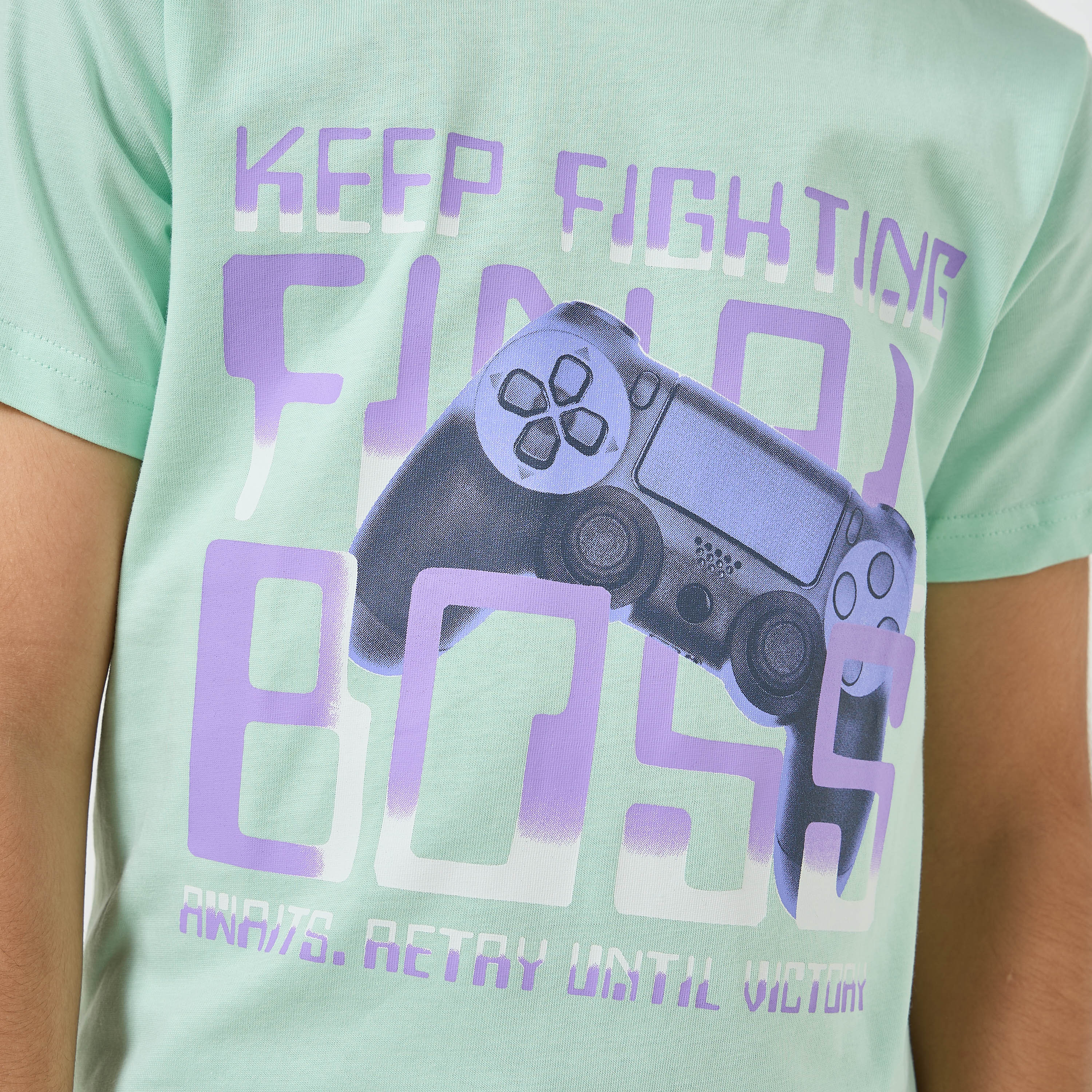 Juniors Crew Neck Short Sleeves T-shirt with Game Print-promo_babyshop_Buy2for30_KSA130526-image-5