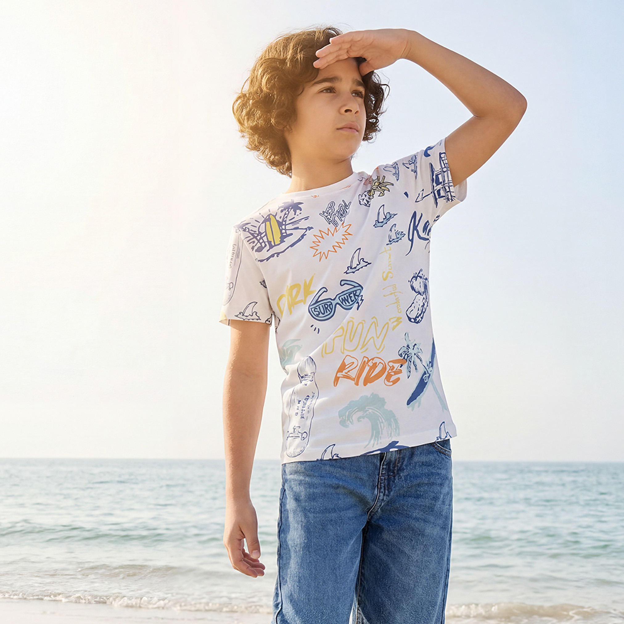 Juniors Crew Neck Short Sleeves T-shirt with Print-promo_babyshop_Buy2for30_KSA130526-image-1