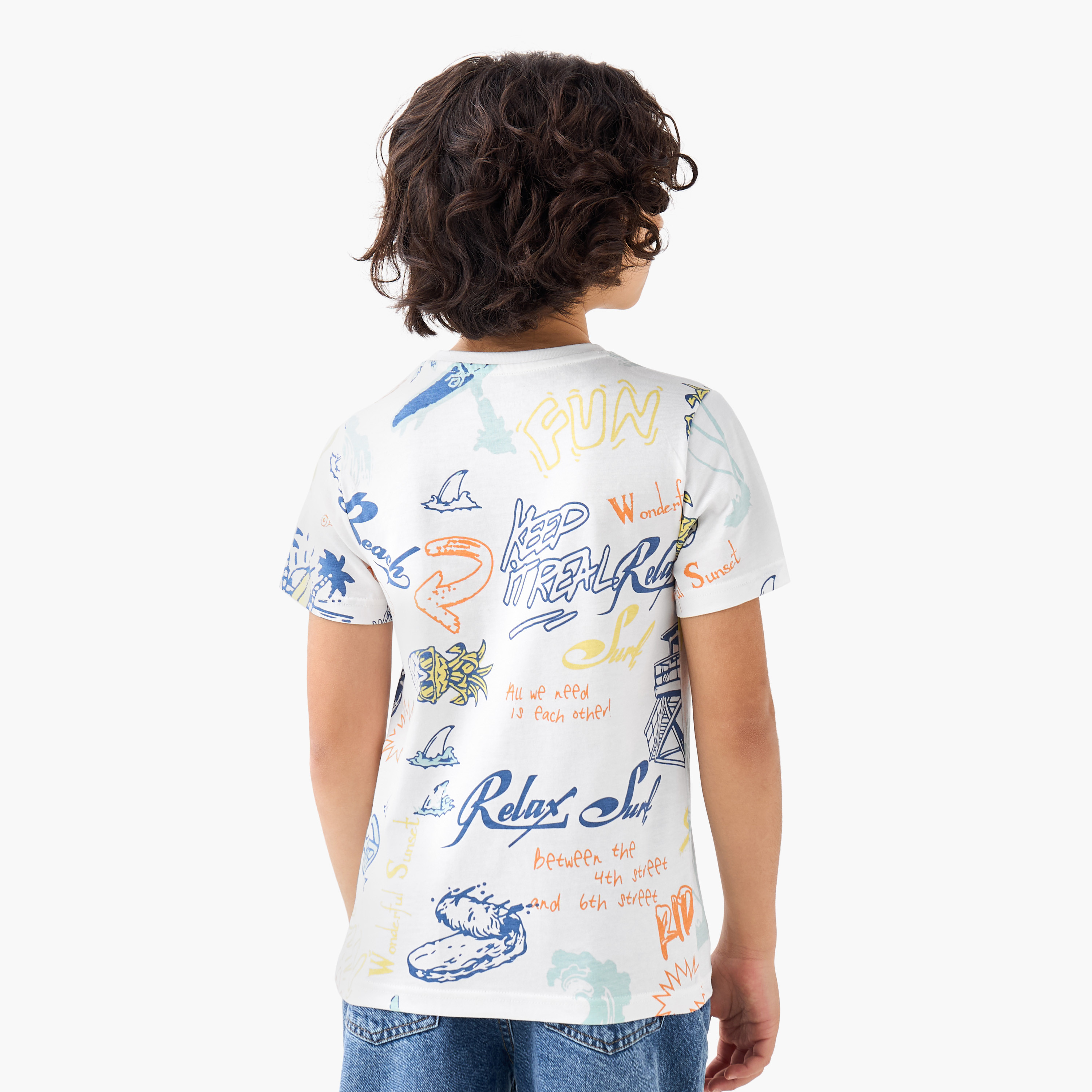 Juniors Crew Neck Short Sleeves T-shirt with Print-promo_babyshop_Buy2for30_KSA130526-image-3