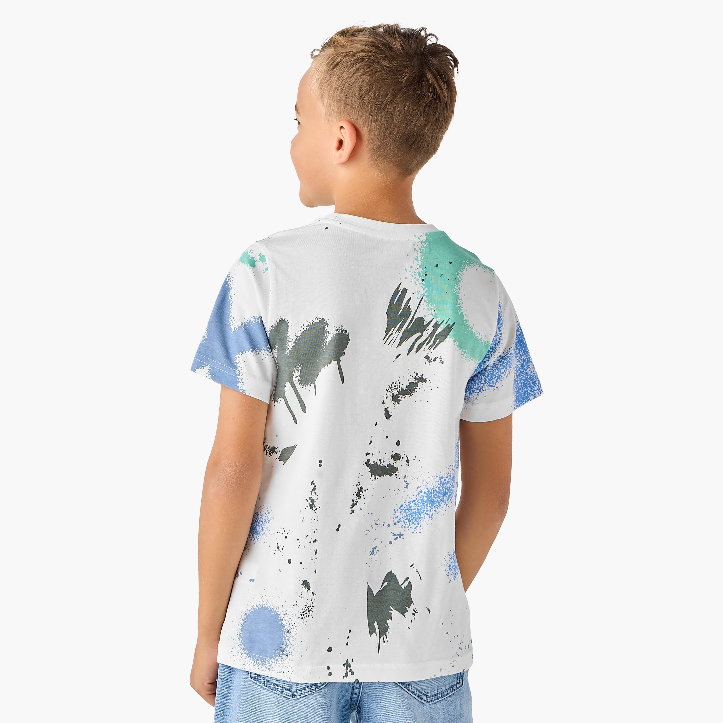 Juniors Crew Neck Short Sleeves T-shirt with Abstract Print-boys-clothing-tshirtsandpolos-image-3