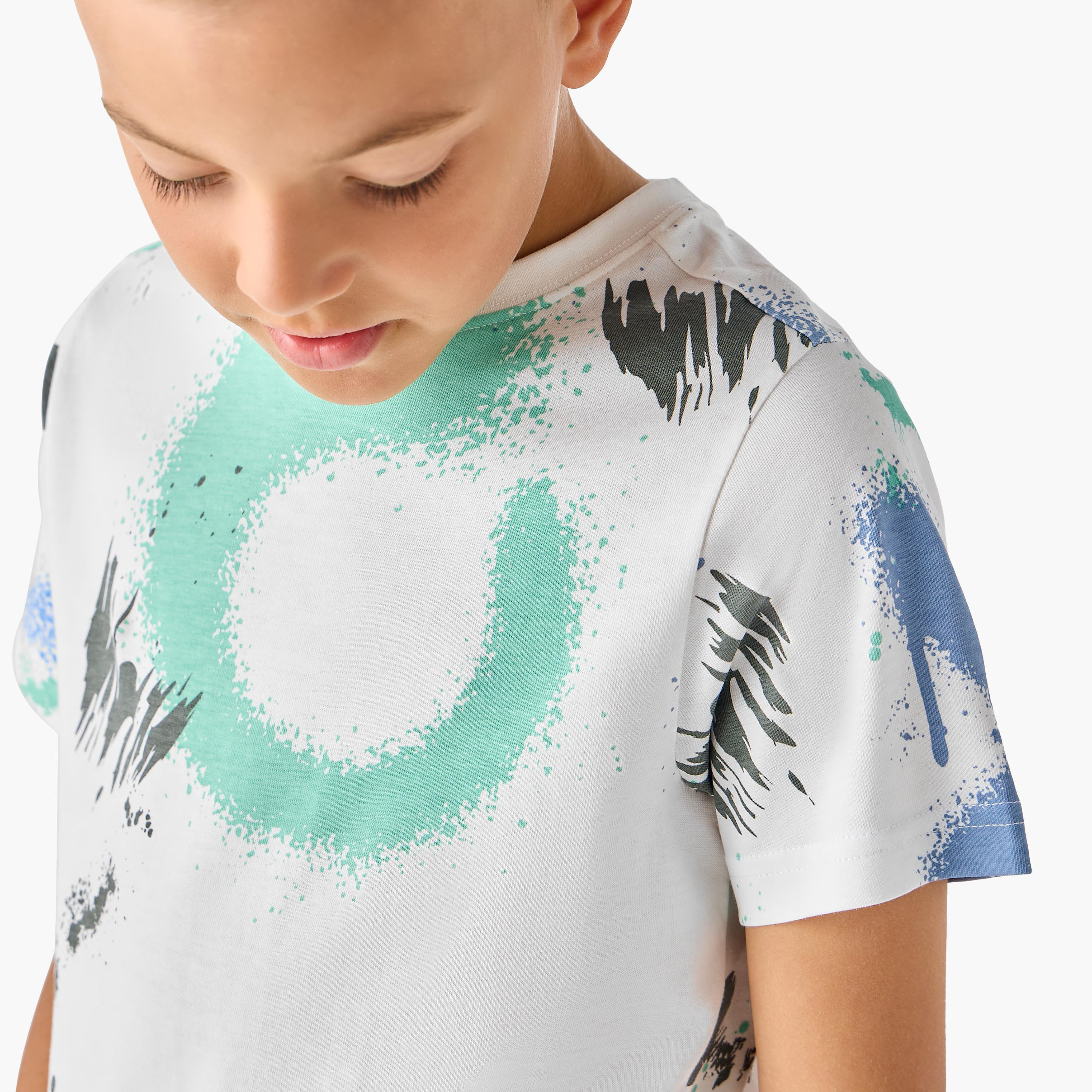 Juniors Crew Neck Short Sleeves T-shirt with Abstract Print-boys-clothing-tshirtsandpolos-image-4