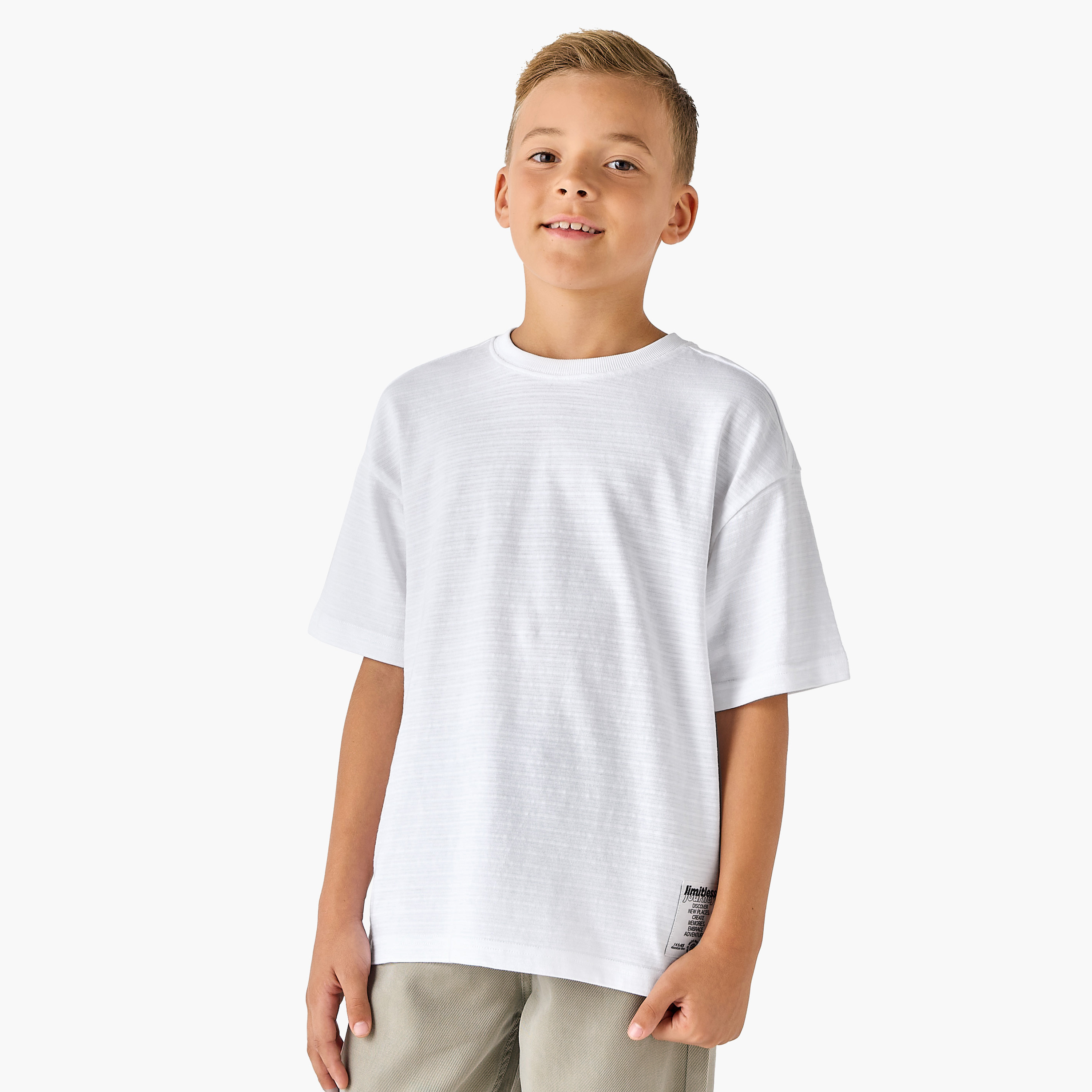 Juniors Crew Neck Short Sleeves T-shirt with Texture-boys-clothing-tshirtsandpolos-image-1