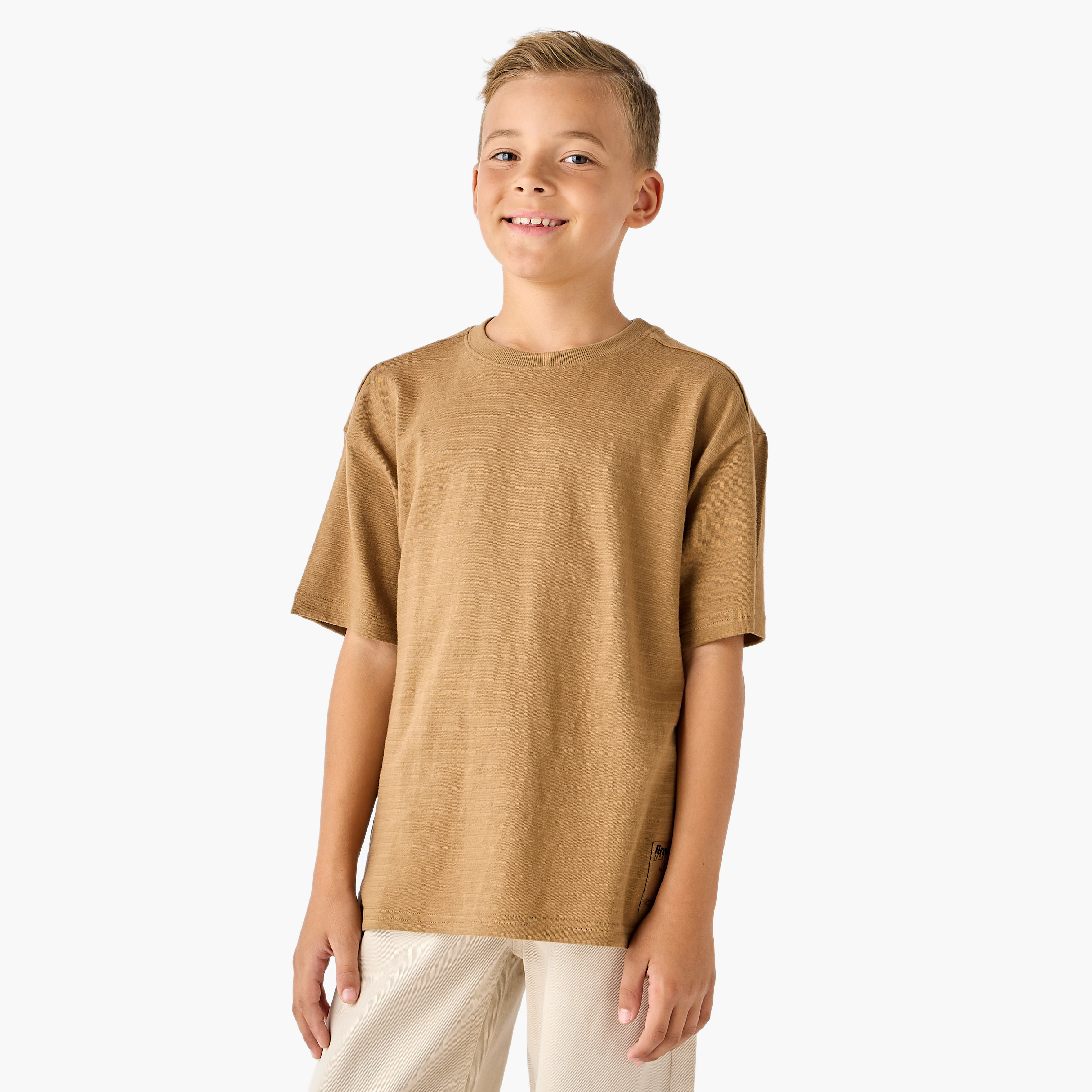 Juniors Crew Neck Short Sleeves T-shirt with Patch Applique-boys-clothing-tshirtsandpolos-image-1
