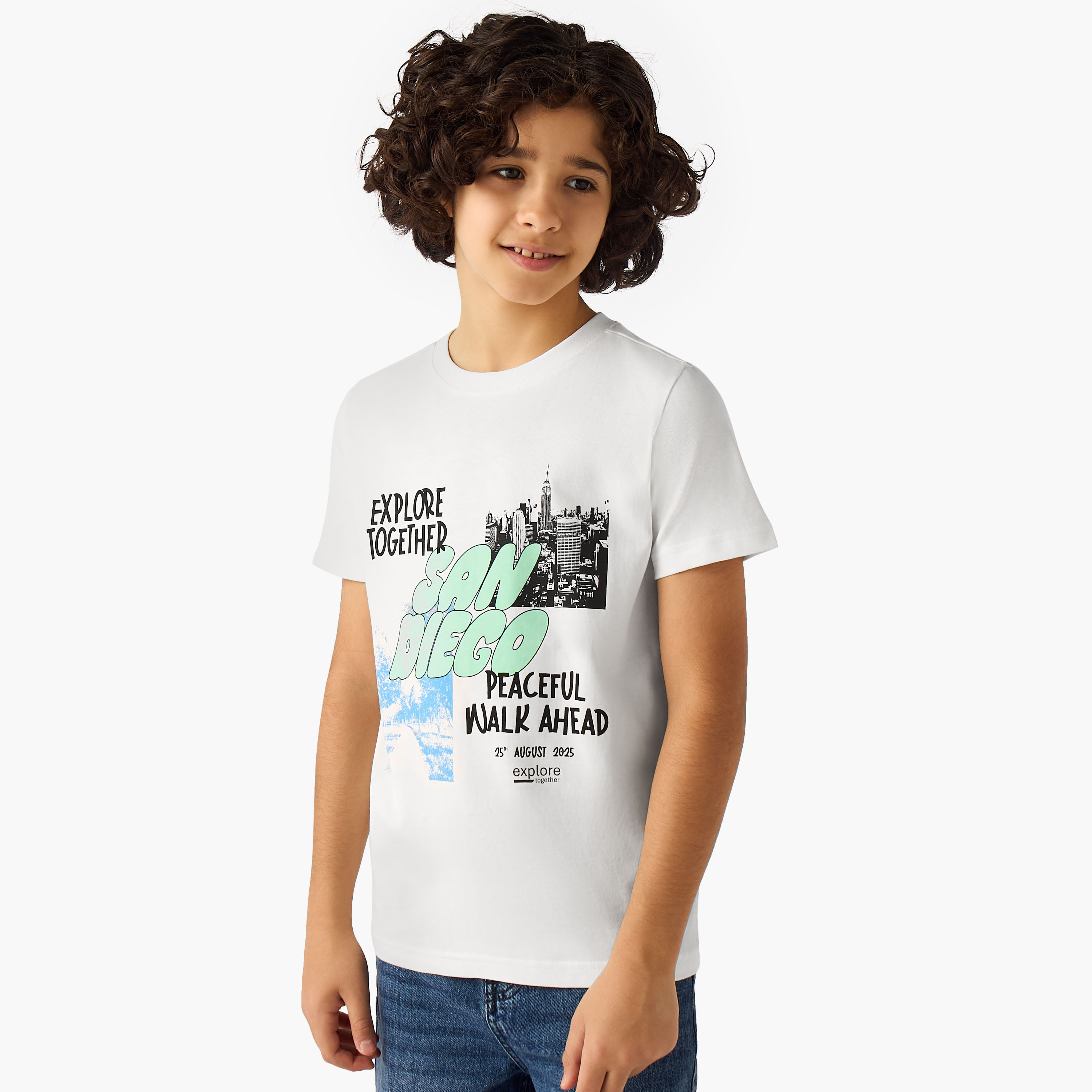 Juniors Crew Neck Short Sleeves T-shirt with Graphic Print-promo_babyshop_Buy2for30_KSA130526-image-1
