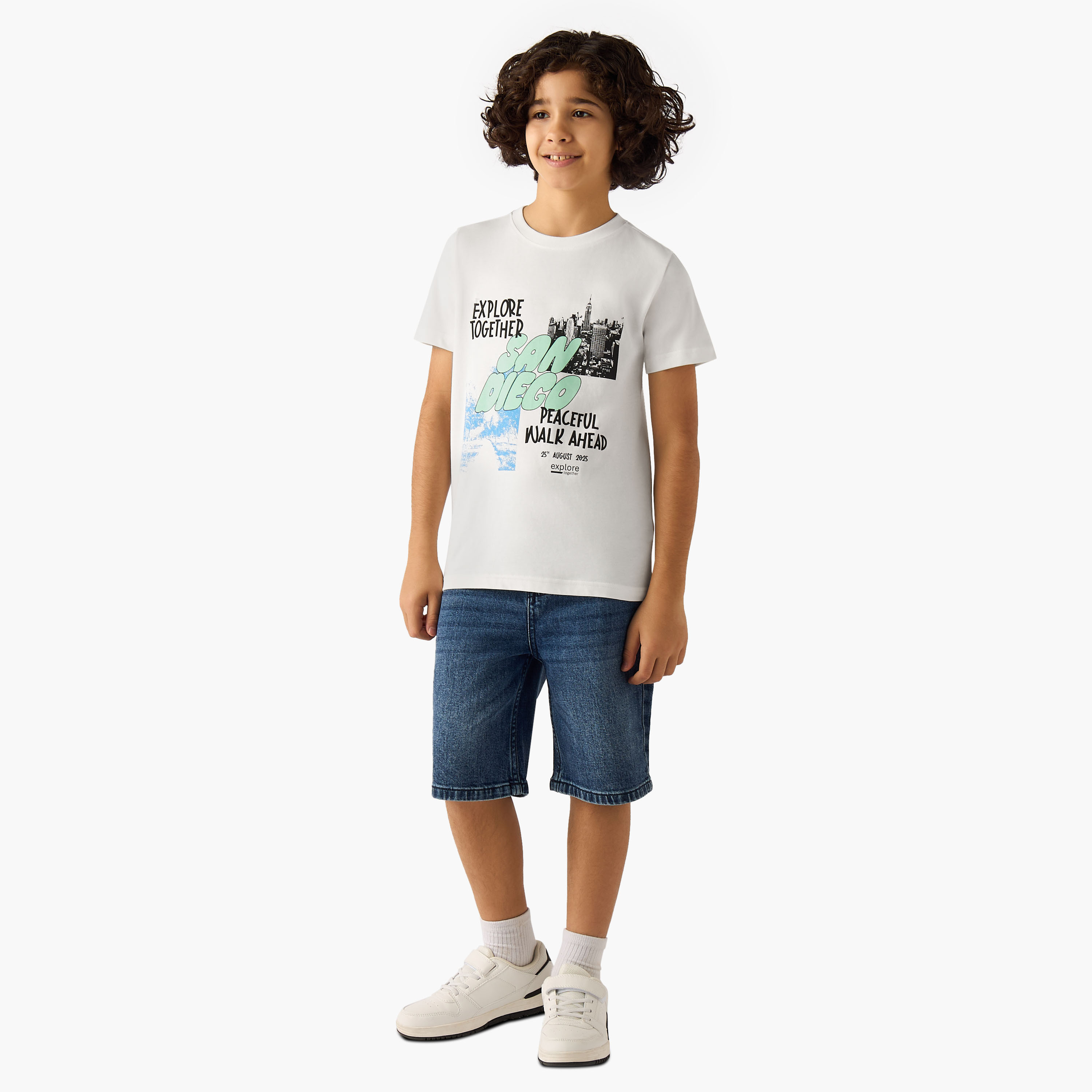 Juniors Crew Neck Short Sleeves T-shirt with Graphic Print-promo_babyshop_Buy2for30_KSA130526-image-2