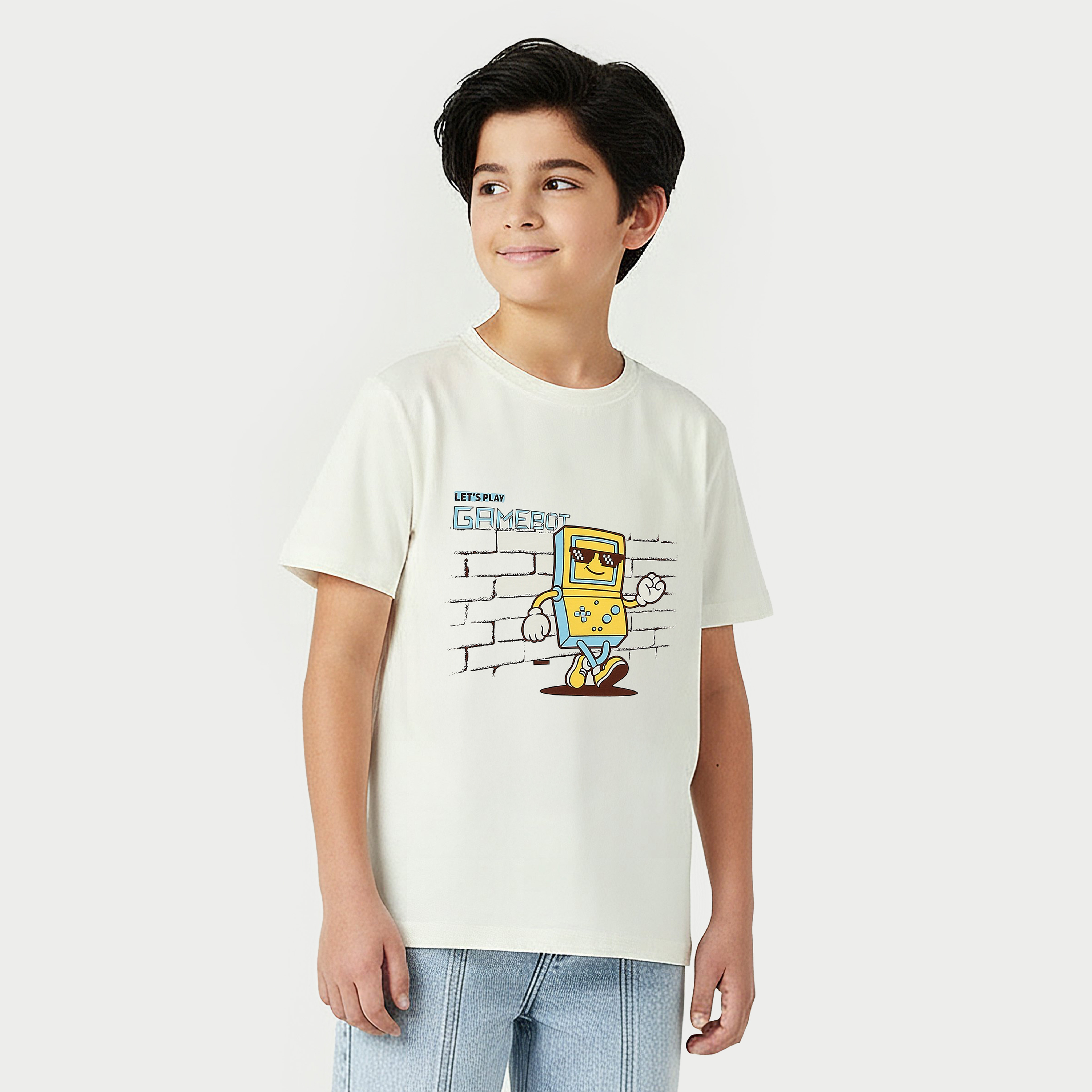 Juniors Crew Neck Short Sleeves T-shirt with Graphic Print-promo_babyshop_Buy2for30_KSA130526-image-1